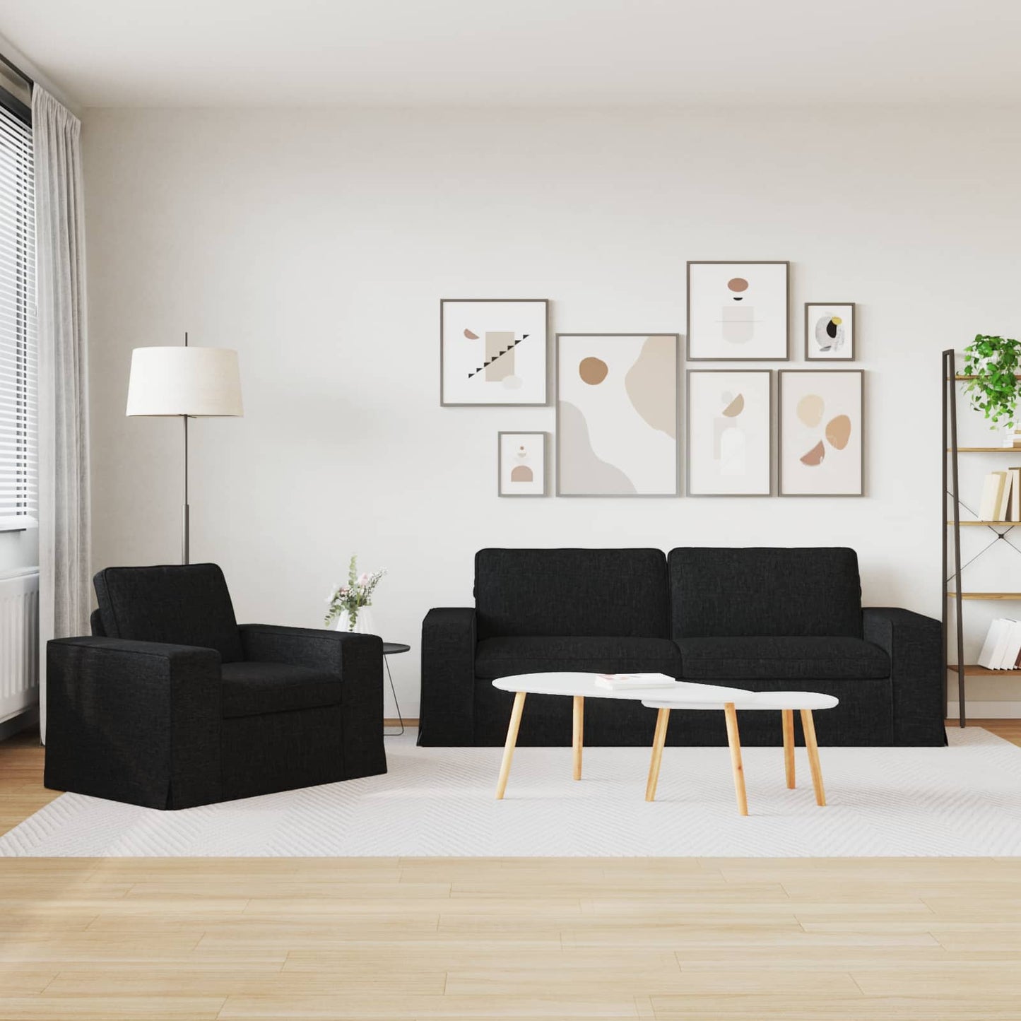 vidaXL Σετ Καναπέ 2 pcs Μαύρο 182 x 80 x 82 εκ ύφασμα