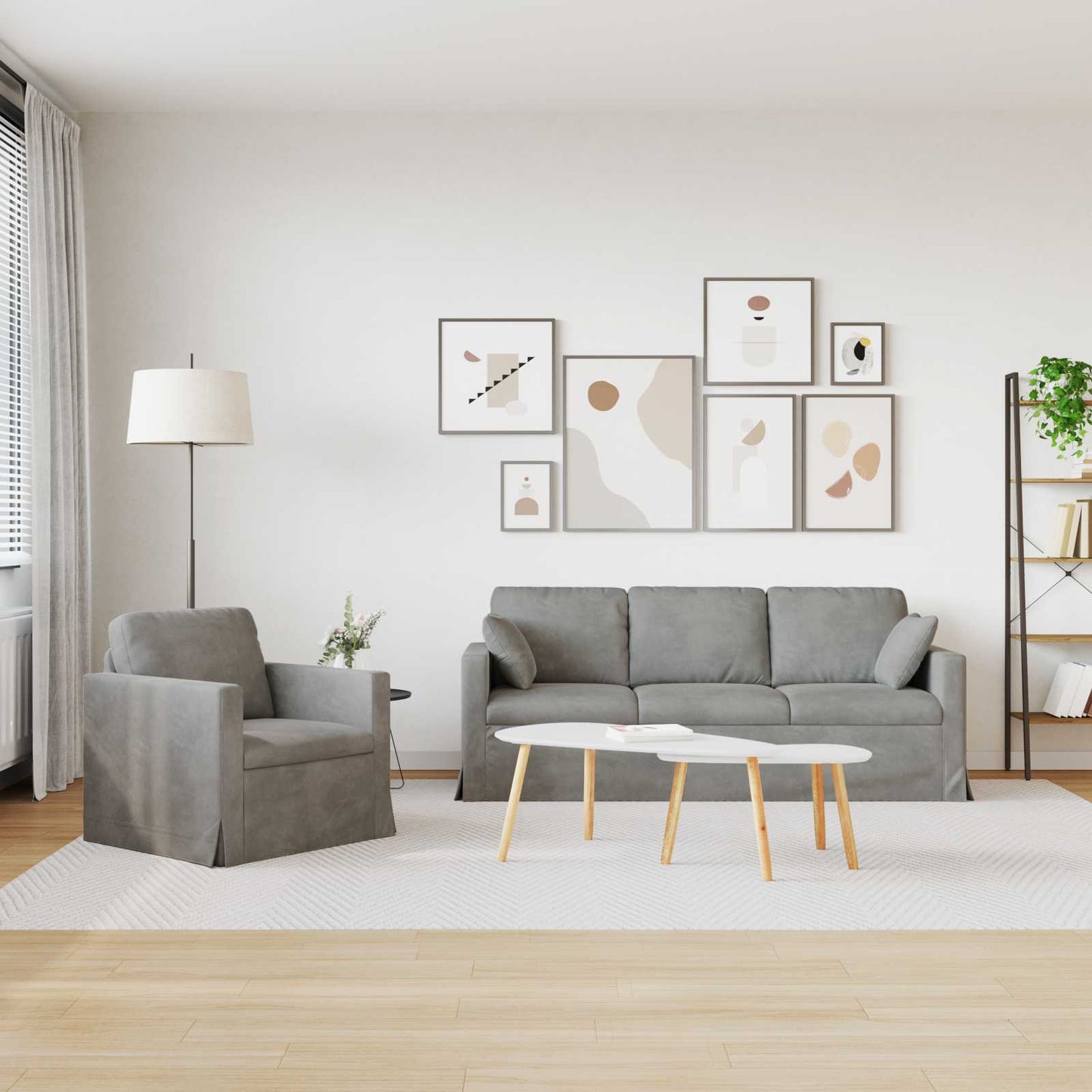 vidaXL Σετ Καναπέ 2 pcs Ανοιχτό γκρι 198 x 78 x 80 εκ Βελούδο