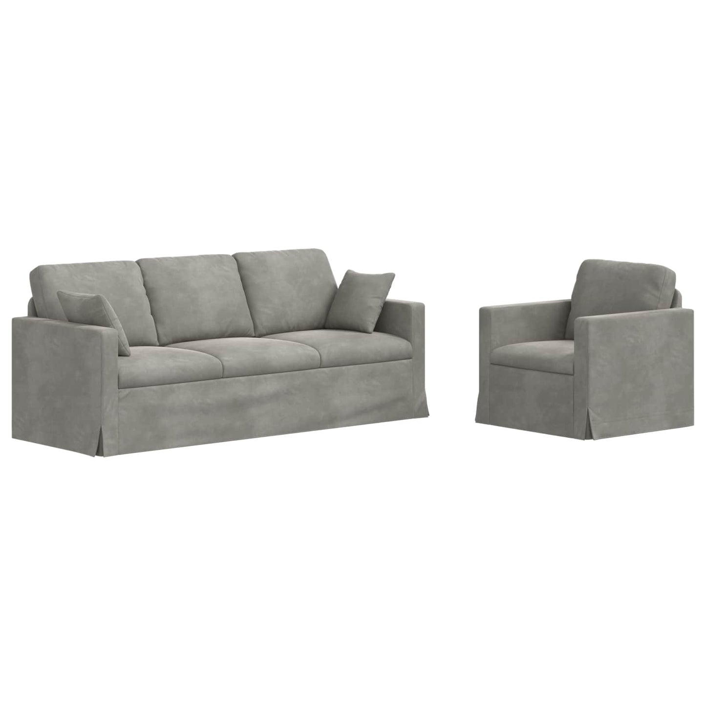 vidaXL Σετ Καναπέ 2 pcs Ανοιχτό γκρι 198 x 78 x 80 εκ Βελούδο