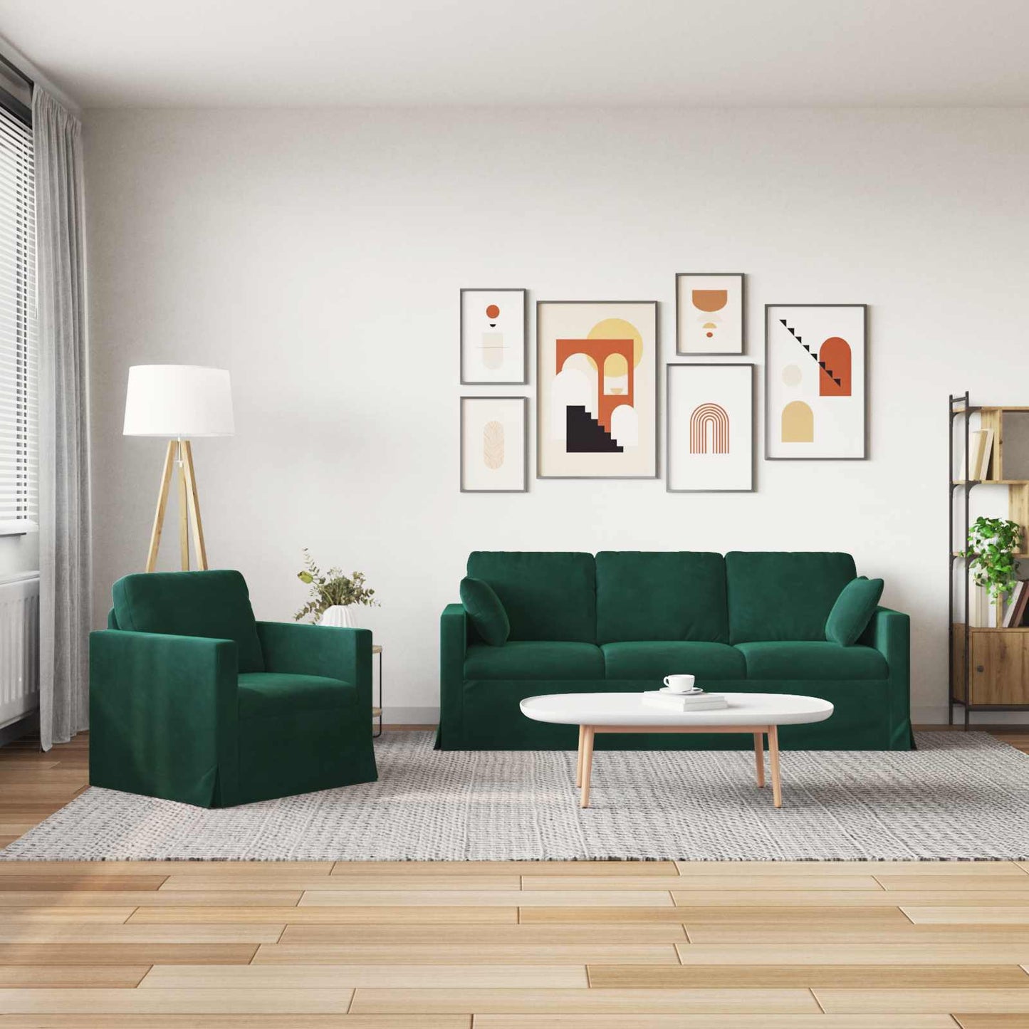 vidaXL Σετ Καναπέ 2 pcs Σκούρο Πράσινο 198 x 78 x 80 εκ Βελούδο
