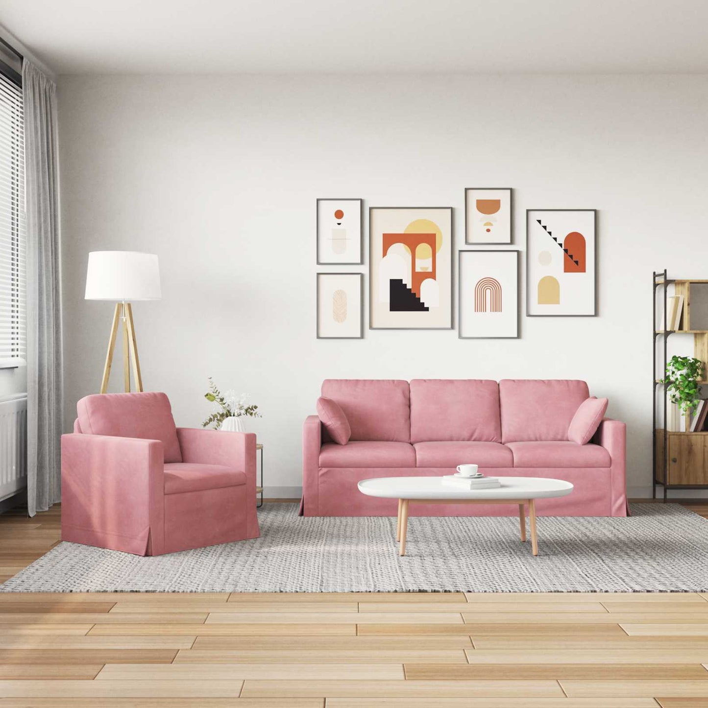 vidaXL Σετ Καναπέ 2 pcs Ροζ 198 x 78 x 80 εκ Βελούδο