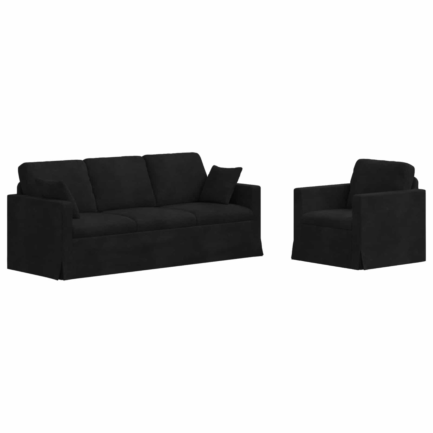 vidaXL Σετ Καναπέ 2 pcs Μαύρο 198 x 78 x 80 εκ Βελούδο