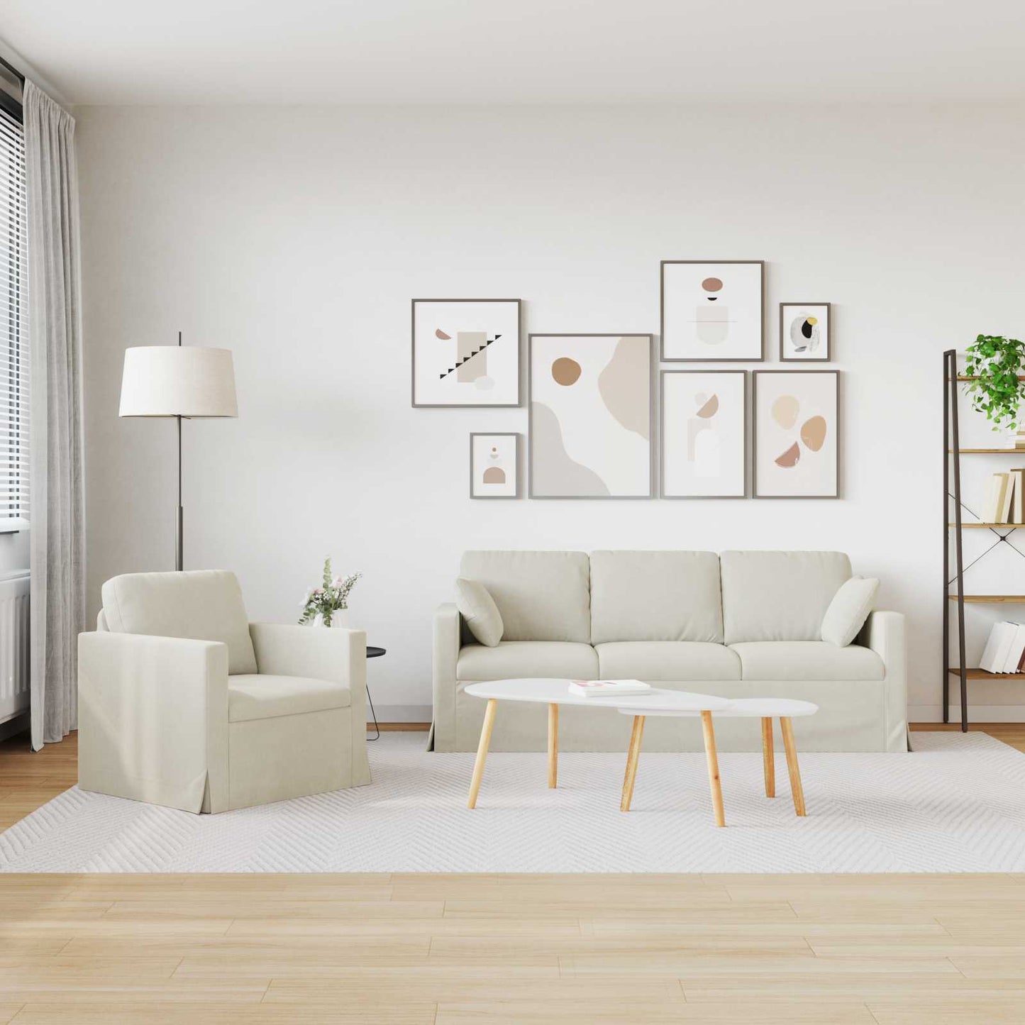 vidaXL Σετ Καναπέ 2 pcs Κρεμ 198 x 78 x 80 εκ Βελούδο