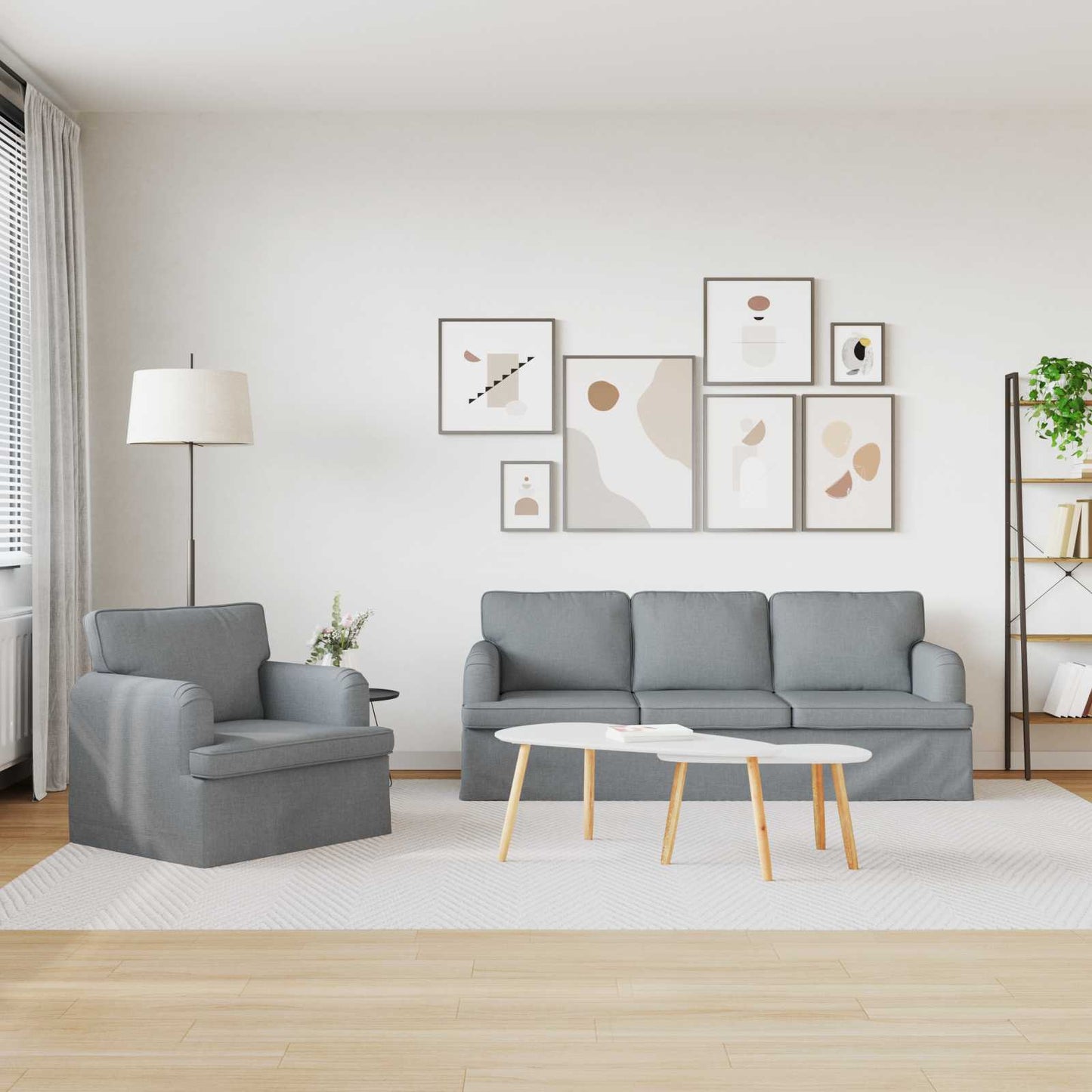 vidaXL Σετ Καναπέ 2 pcs Ανοιχτό γκρι 144 x 80 x 85 εκ ύφασμα