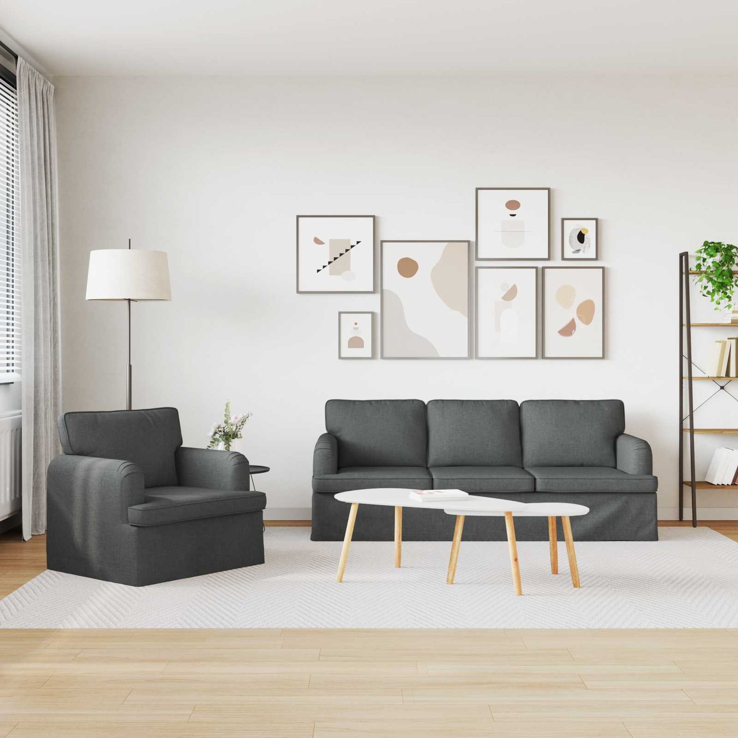 vidaXL Σετ Καναπέ 2 pcs Σκούρο Γκρι 144 x 80 x 85 εκ ύφασμα