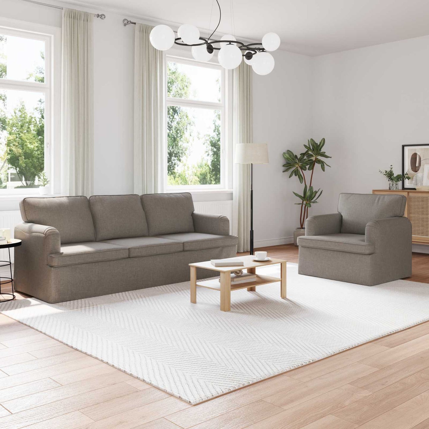vidaXL Σετ Καναπέ 2 pcs Taupe 201 x 80 x 85 εκ ύφασμα
