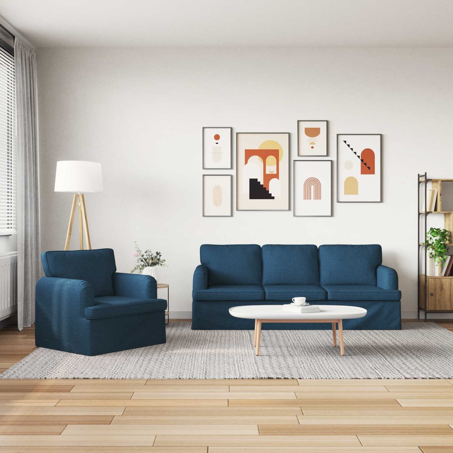 vidaXL Σετ Καναπέ 2 pcs Μπλε 201 x 80 x 85 εκ ύφασμα