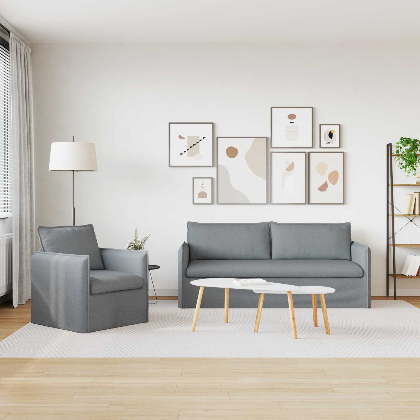 vidaXL Σετ Καναπέ 2 pcs Ανοιχτό γκρι 196 x 82 x 85 εκ Ύφασμα