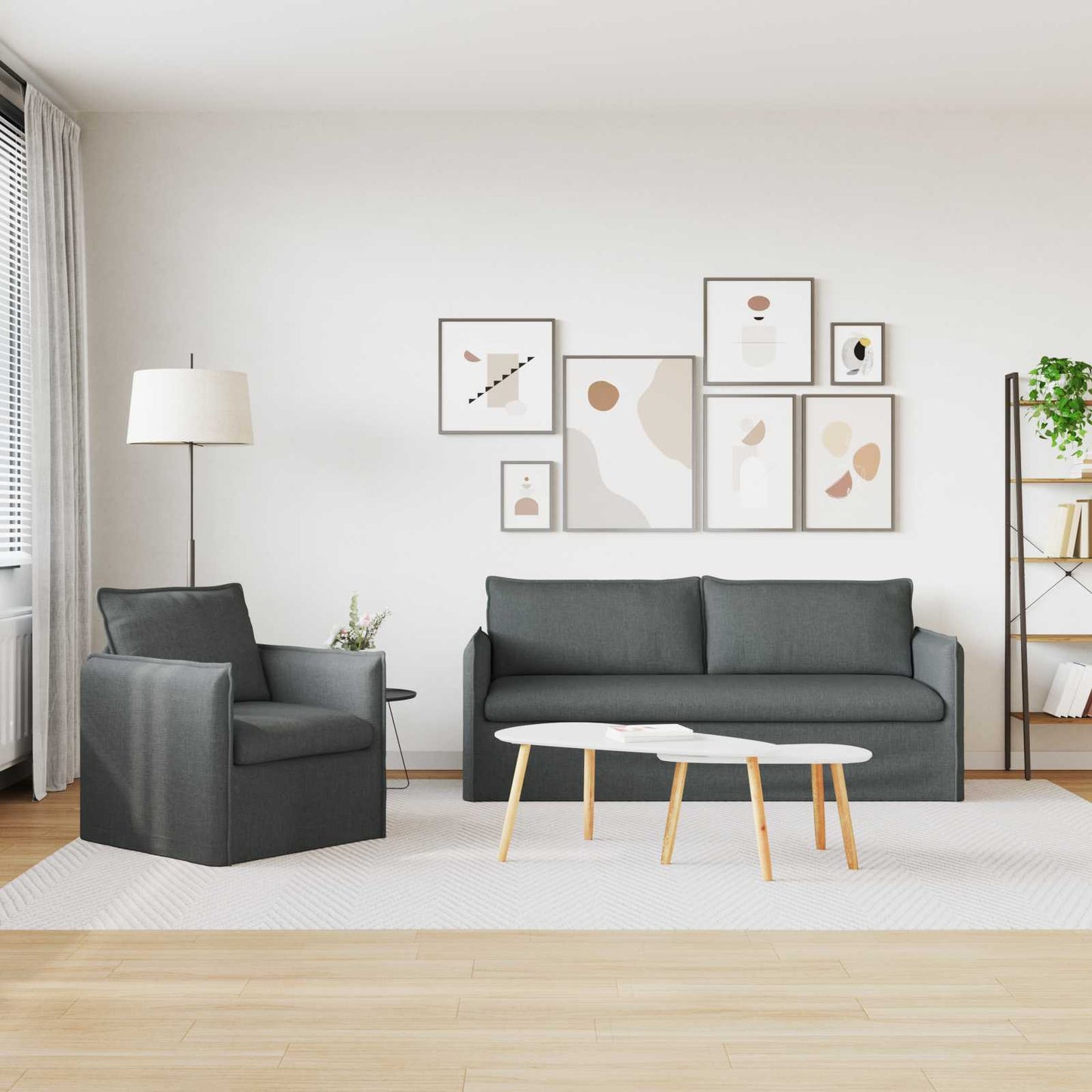 vidaXL Σετ Καναπέ 2 pcs Σκούρο Γκρι 196 x 82 x 85 εκ Ύφασμα