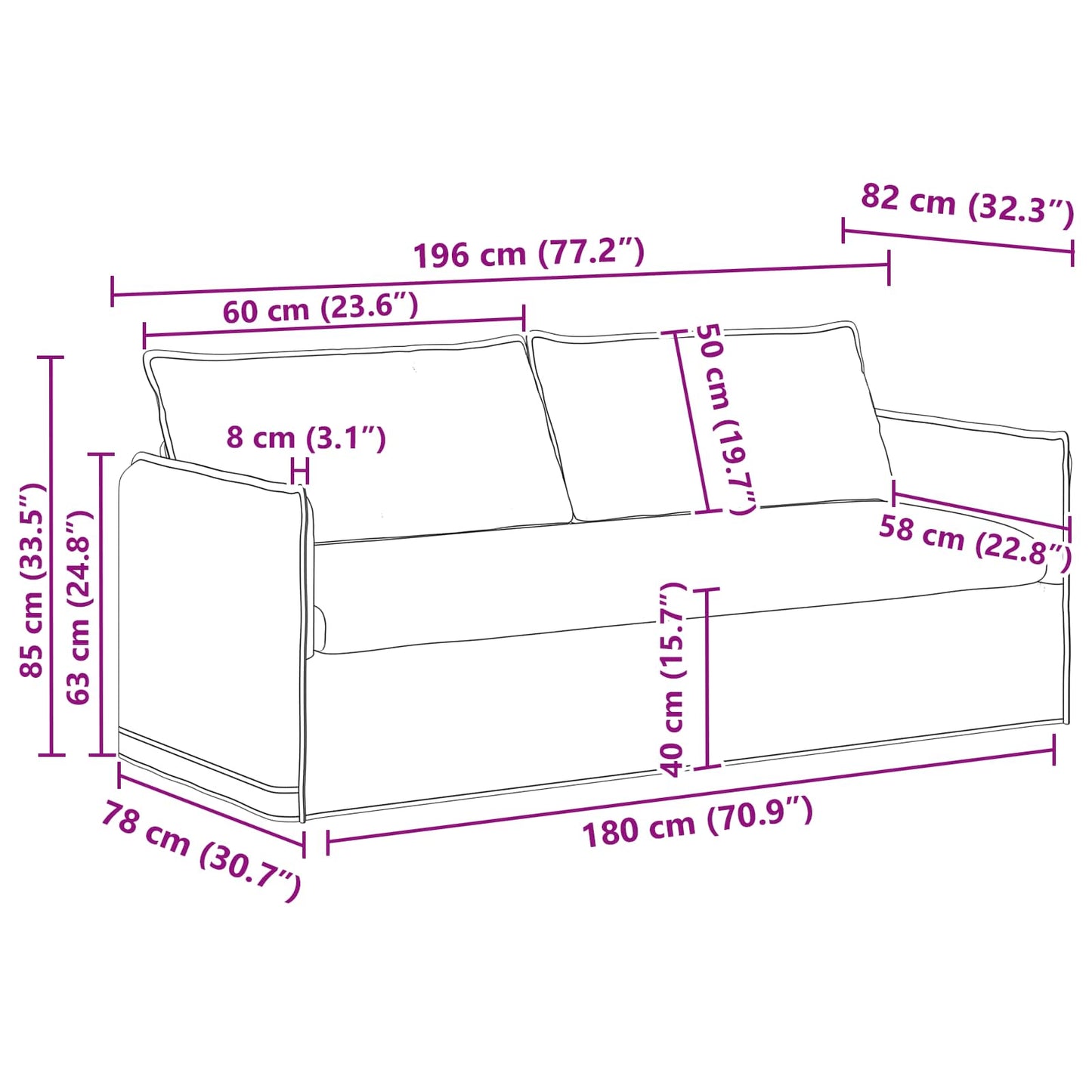 vidaXL Σετ Καναπέ 2 pcs Σκούρο Γκρι 196 x 82 x 85 εκ Ύφασμα