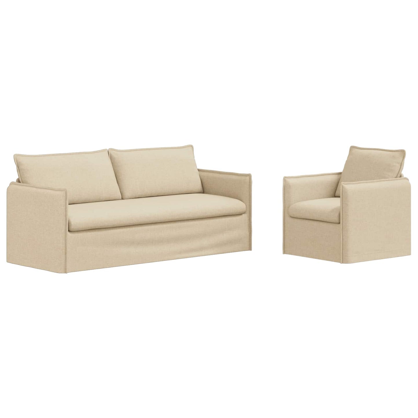 vidaXL Σετ Καναπέ 2 pcs Κρεμ 196 x 82 x 85 εκ Ύφασμα