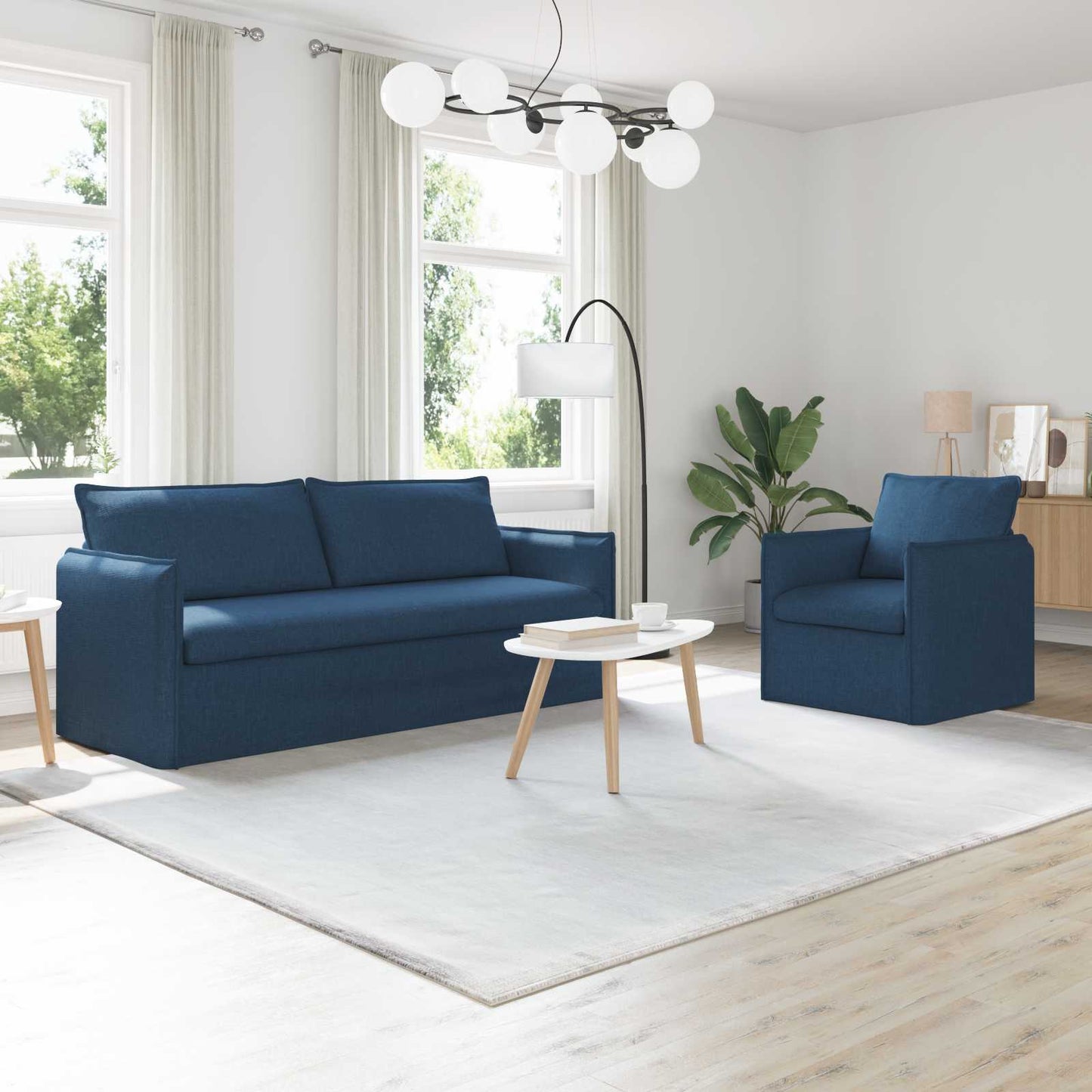 vidaXL Σετ Καναπέ 2 pcs Μπλε 196 x 82 x 85 εκ Ύφασμα