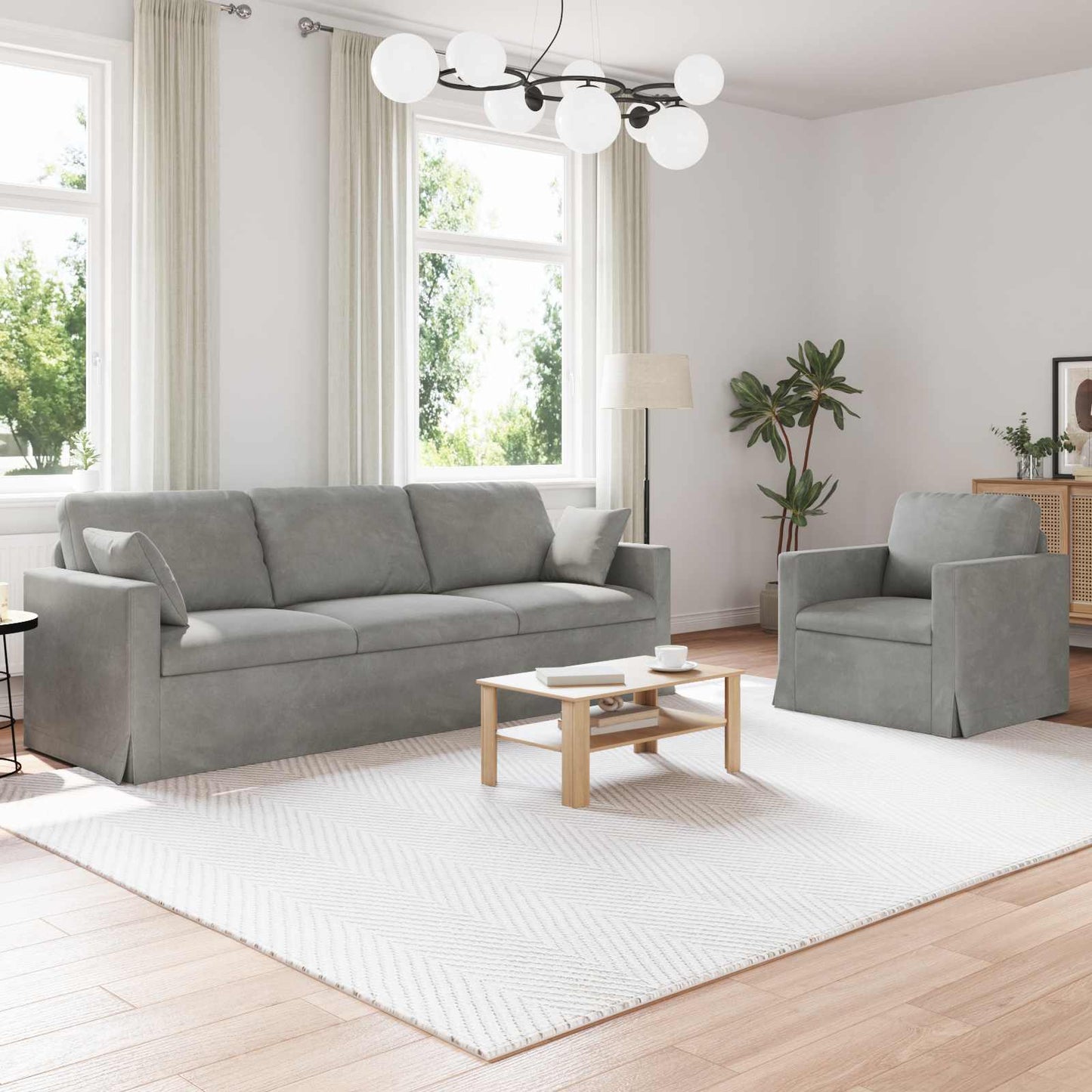 vidaXL Σετ Καναπέ 2 pcs Ανοιχτό γκρι 228 x 78 x 80 εκ Βελούδο