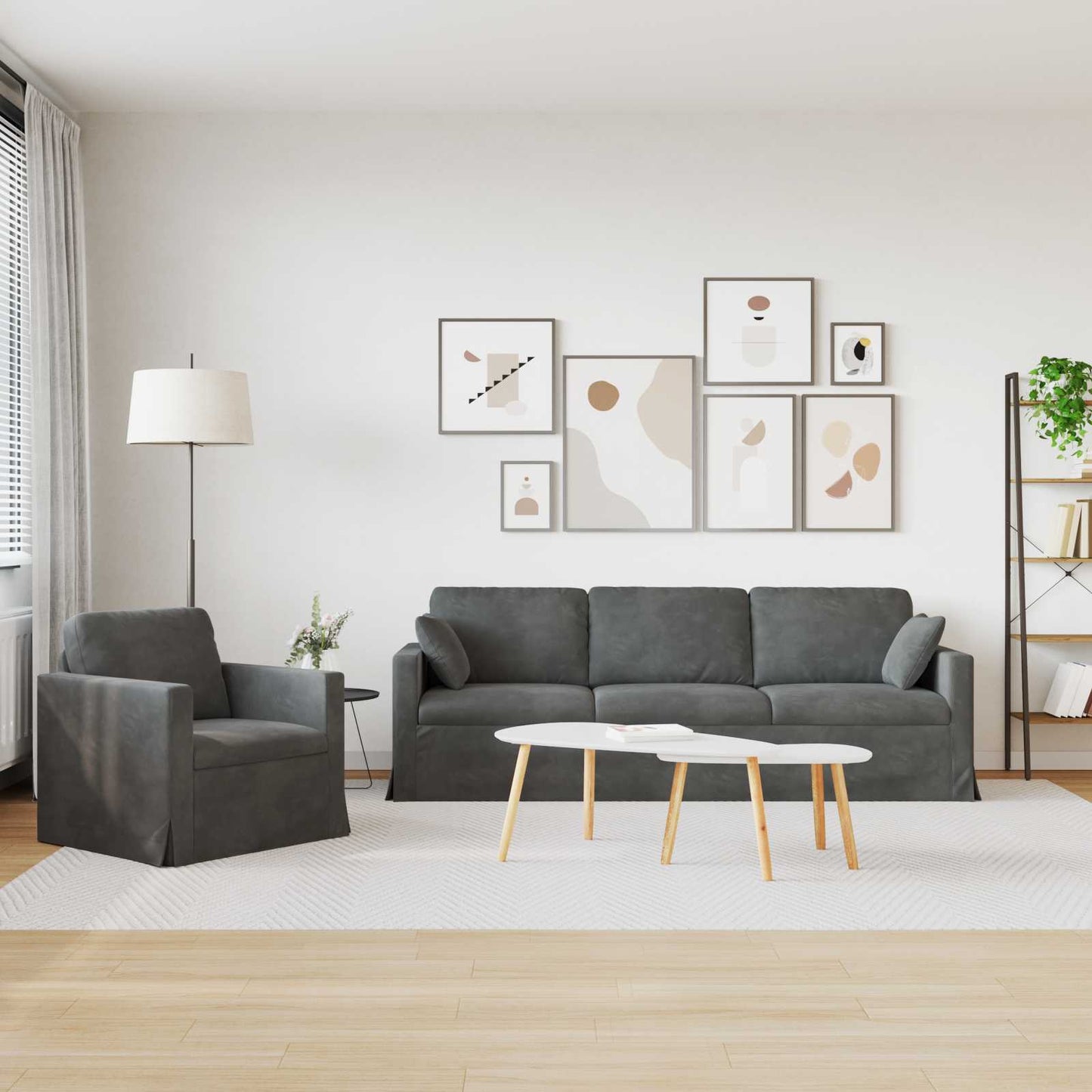 vidaXL Σετ Καναπέ 2 pcs Σκούρο Γκρι 228 x 78 x 80 εκ Βελούδο