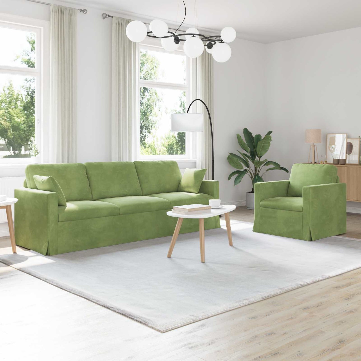 vidaXL Σετ Καναπέ 2 pcs Ανοιχτό Πράσινο 228 x 78 x 80 εκ Βελούδο