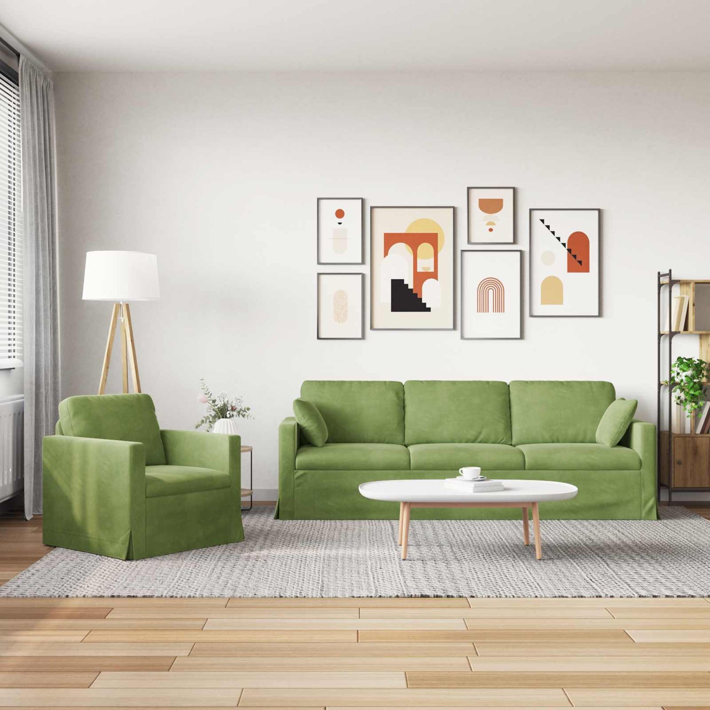vidaXL Σετ Καναπέ 2 pcs Ανοιχτό Πράσινο 228 x 78 x 80 εκ Βελούδο