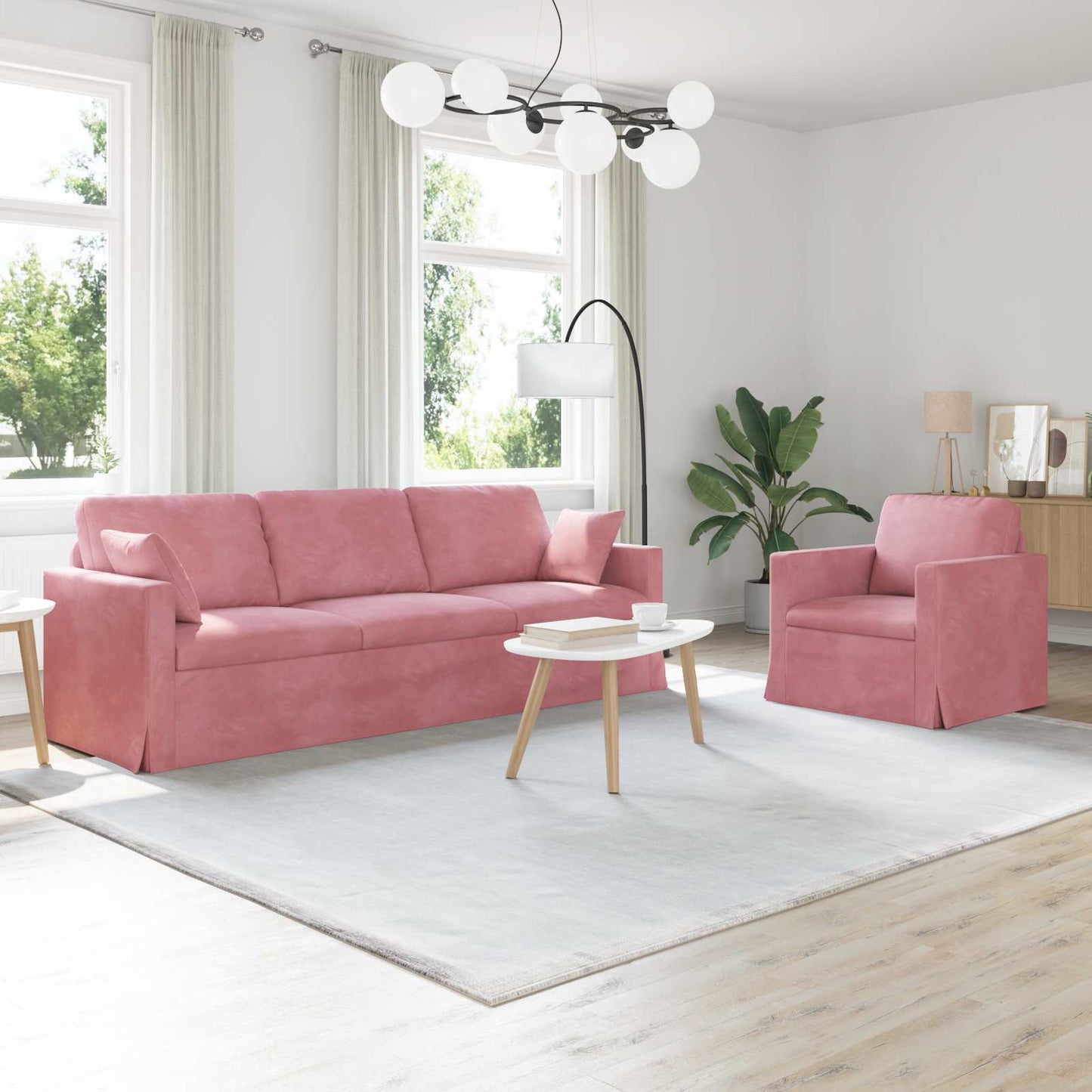vidaXL Σετ Καναπέ 2 pcs Ροζ 228 x 78 x 80 εκ Βελούδο