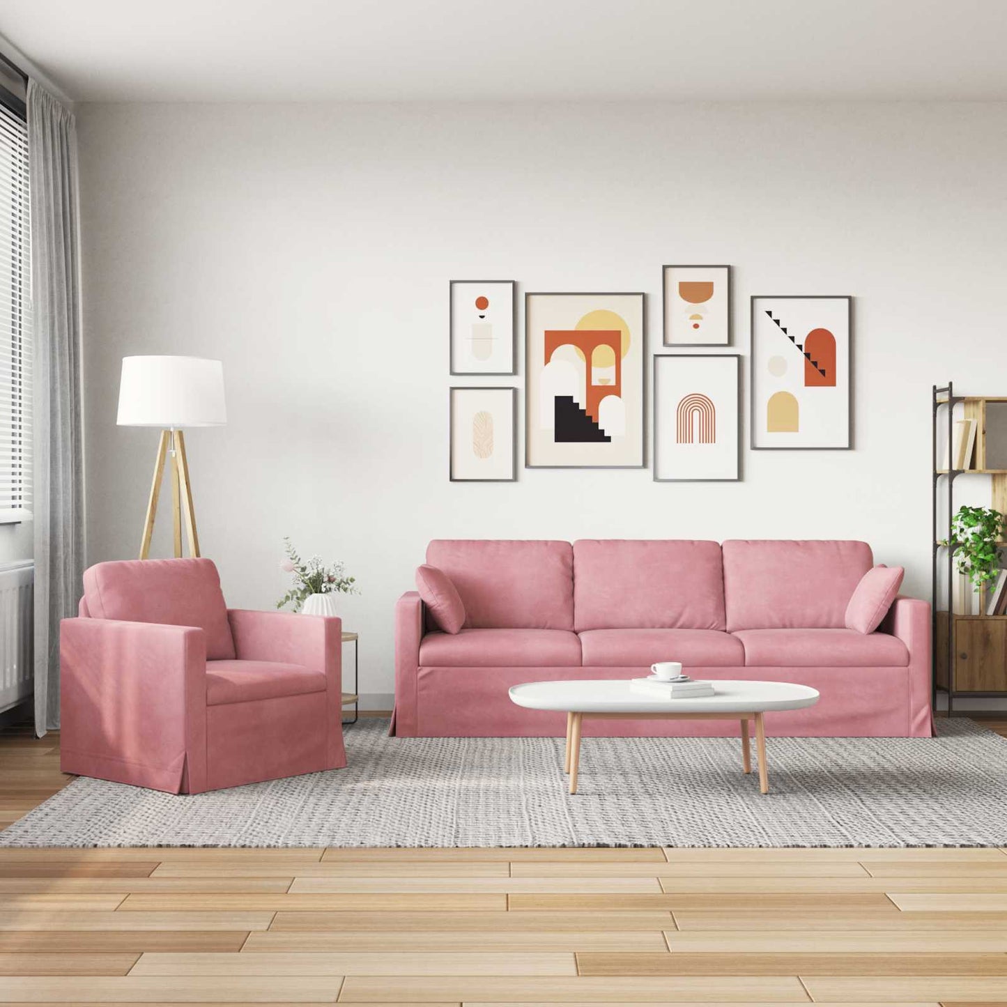 vidaXL Σετ Καναπέ 2 pcs Ροζ 228 x 78 x 80 εκ Βελούδο