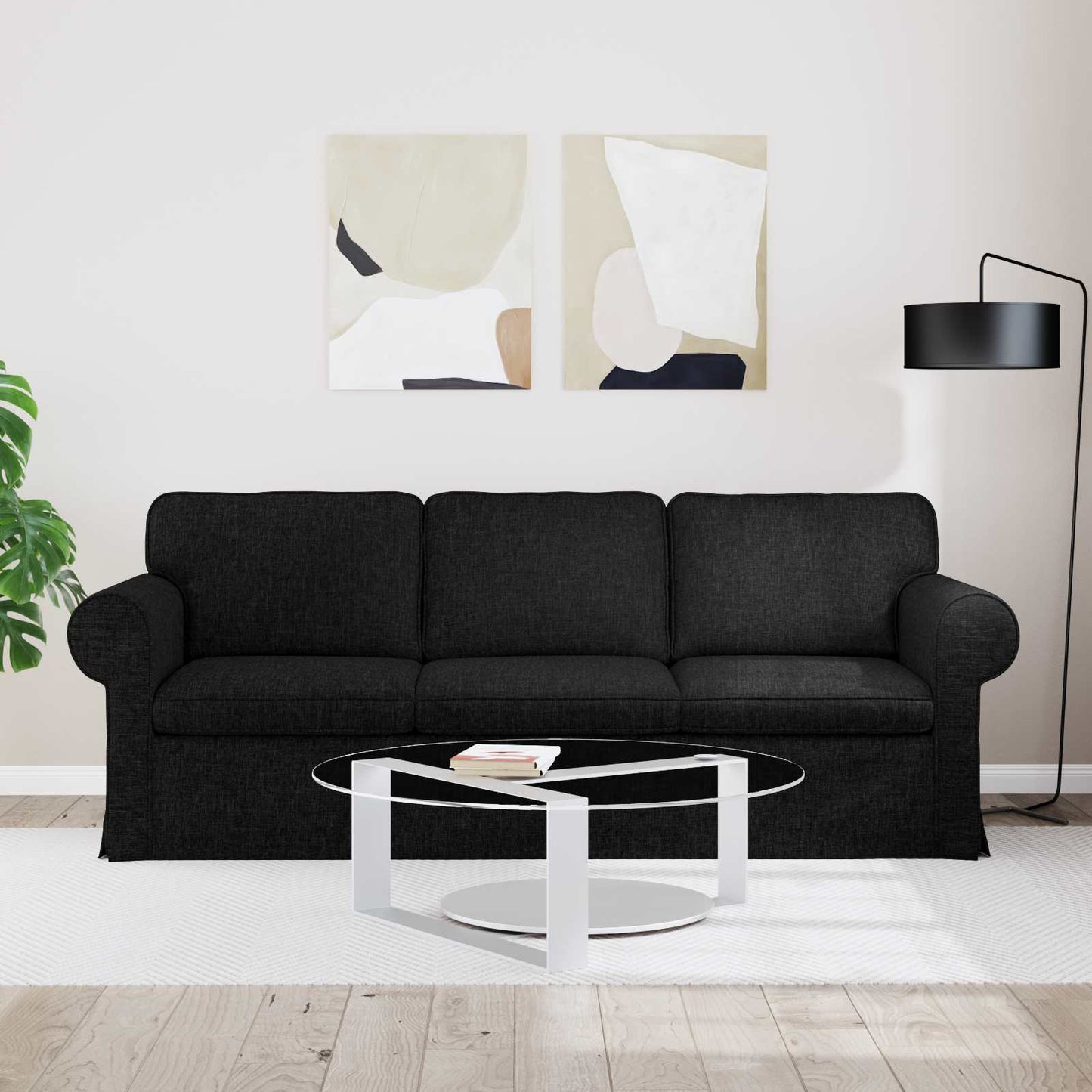 vidaXL Καναπές Μαύρο 215 x 82 x 80 εκ ύφασμα