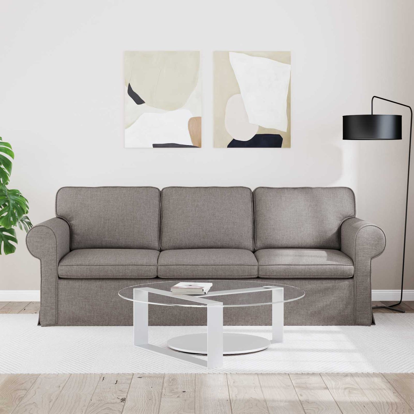 vidaXL Καναπές Taupe 215 x 82 x 80 εκ ύφασμα