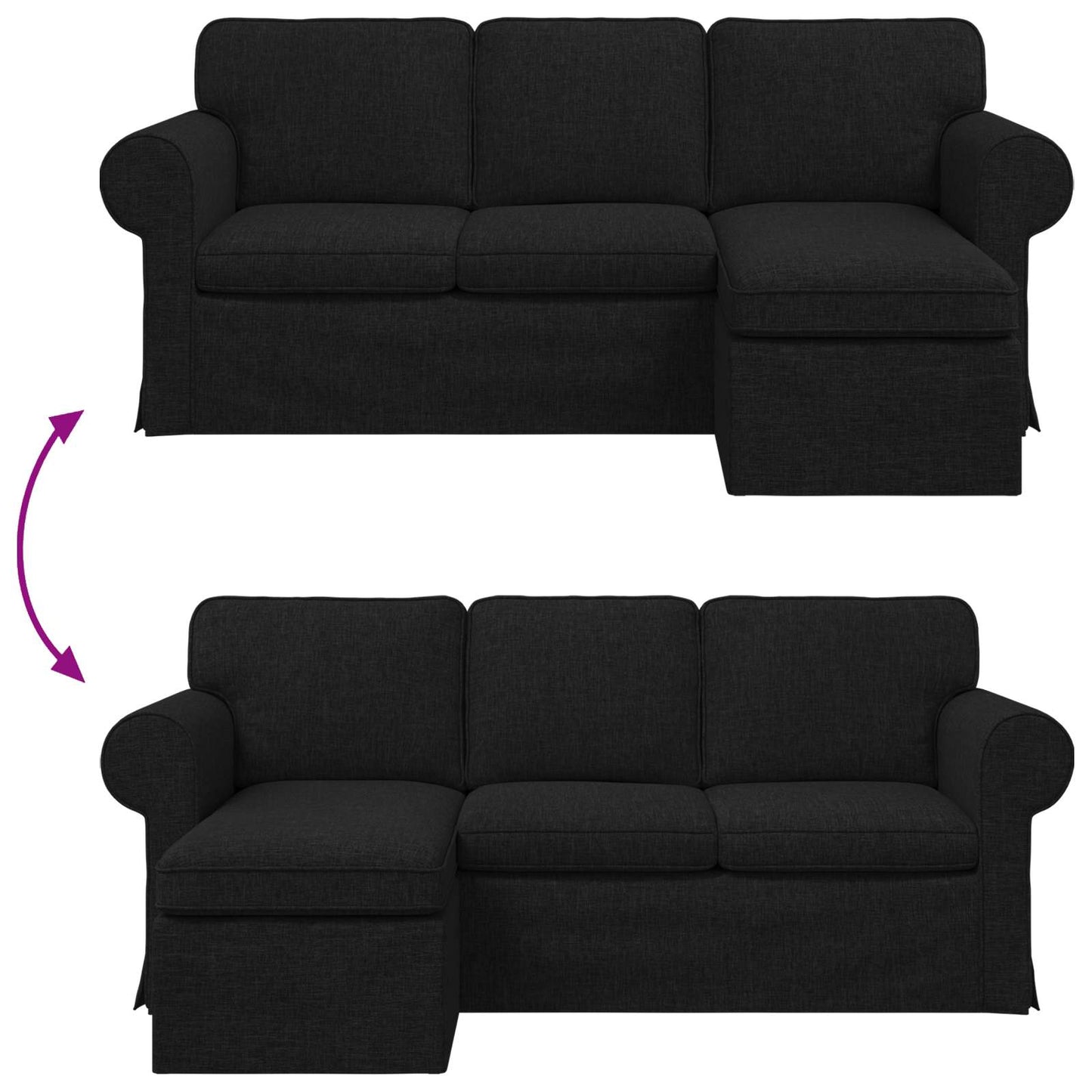 vidaXL Καναπές Μαύρο 195 x 138 x 80 εκ ύφασμα