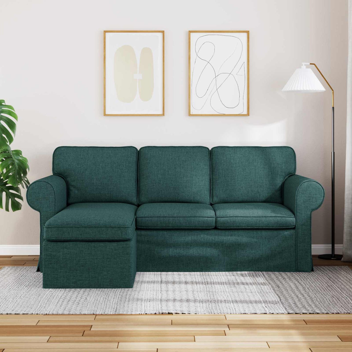 vidaXL Καναπές Σκούρο Πράσινο 195 x 138 x 80 εκ ύφασμα