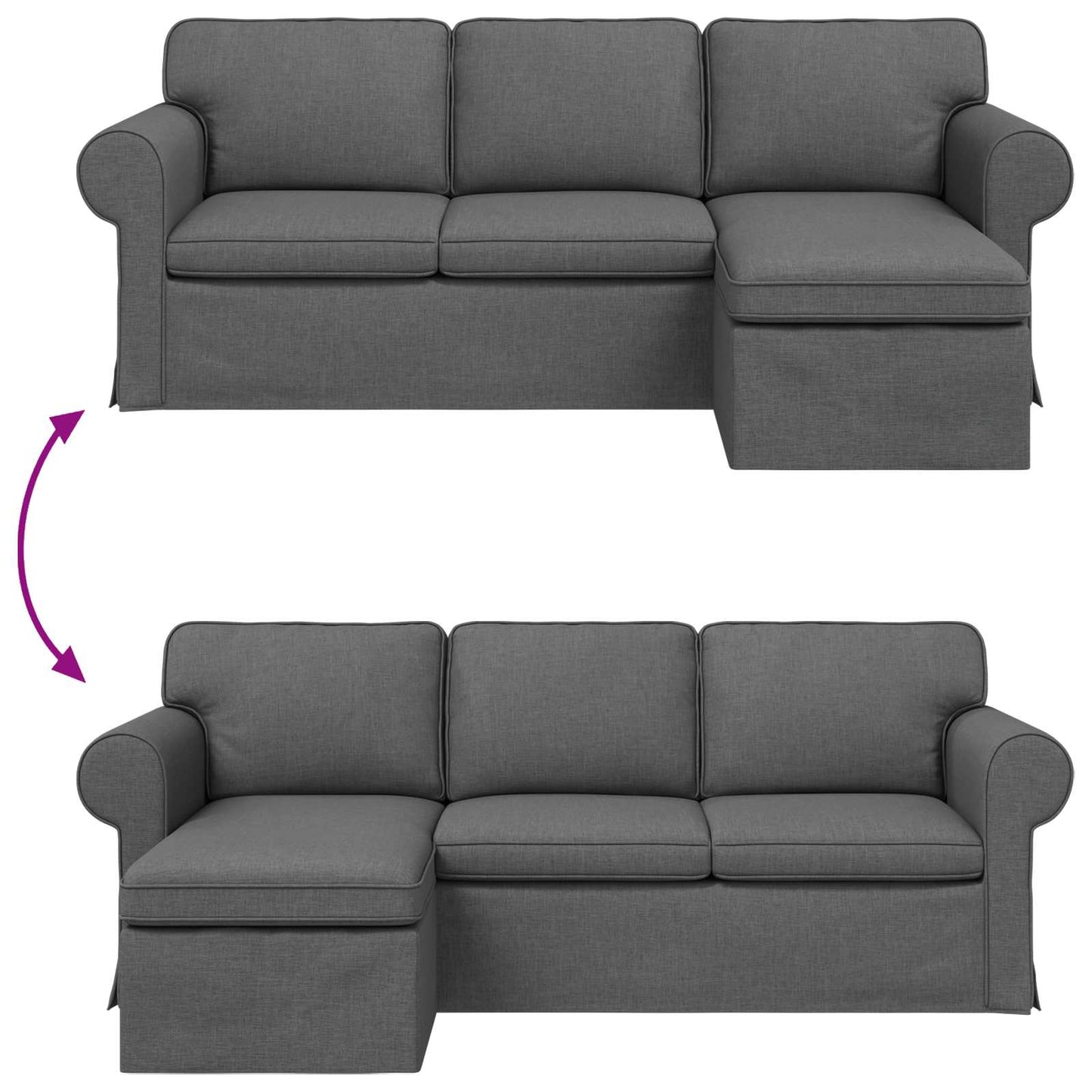 vidaXL Καναπές Σκούρο Γκρι 215 x 138 x 80 εκ ύφασμα