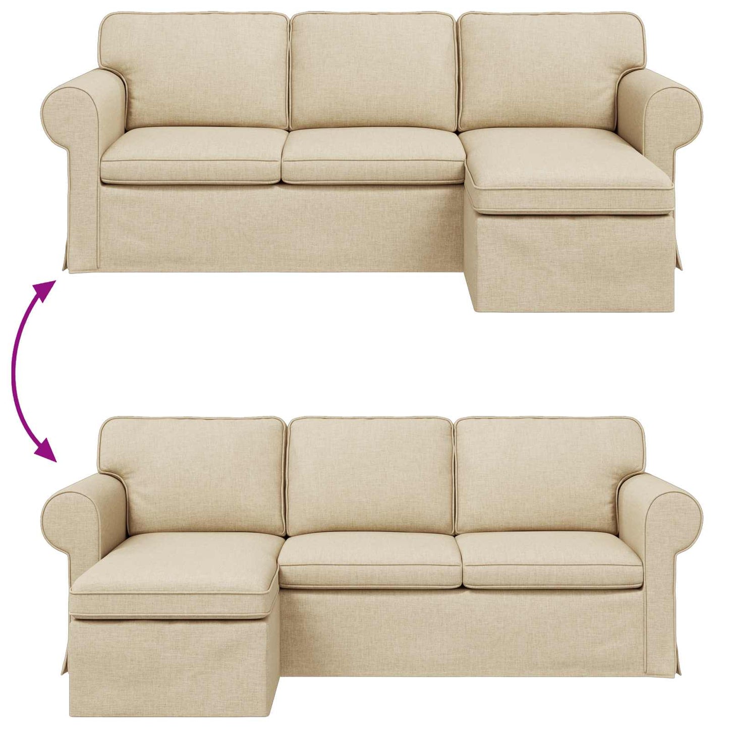 vidaXL Καναπές Κρεμ 215 x 138 x 80 εκ ύφασμα
