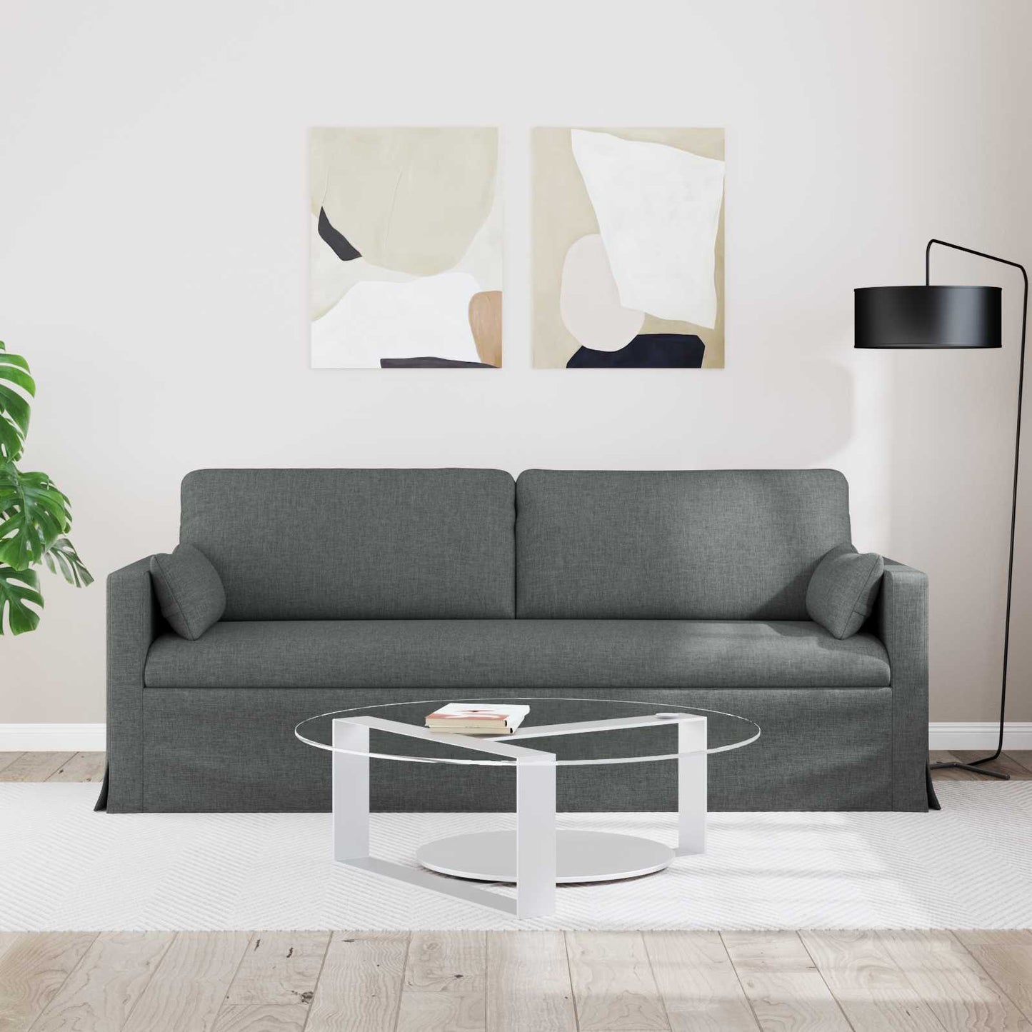 vidaXL Καναπές Σκούρο Γκρι 198 x 78 x 80 εκ ύφασμα