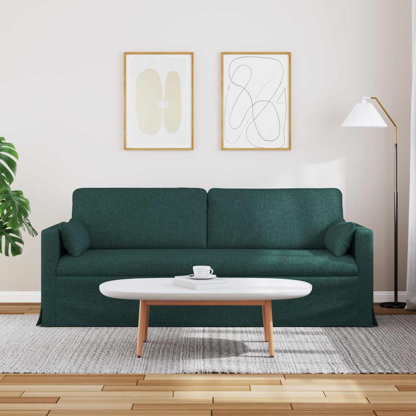 vidaXL Καναπές Σκούρο Πράσινο 198 x 78 x 80 εκ ύφασμα