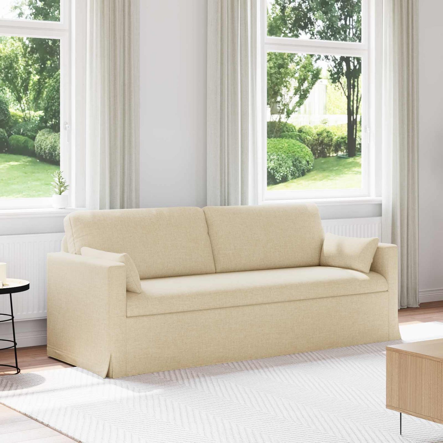 vidaXL Καναπές Κρεμ 198 x 78 x 80 εκ ύφασμα