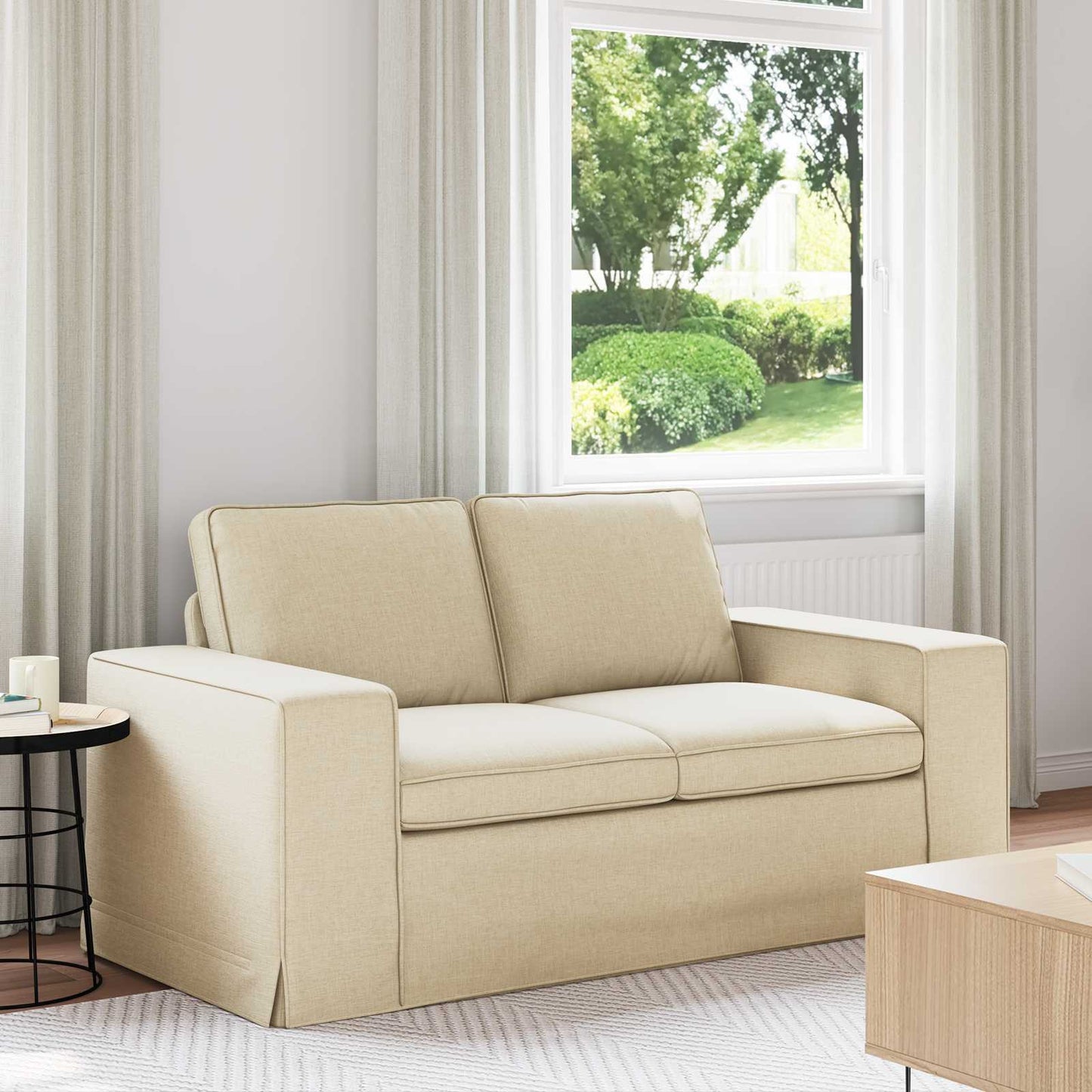 vidaXL Καναπές Κρεμ 162 x 80 x 82 εκ ύφασμα