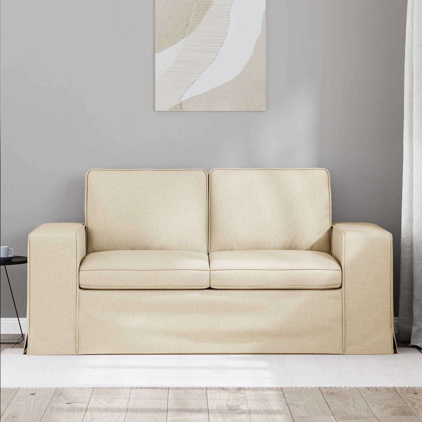 vidaXL Καναπές Κρεμ 162 x 80 x 82 εκ ύφασμα