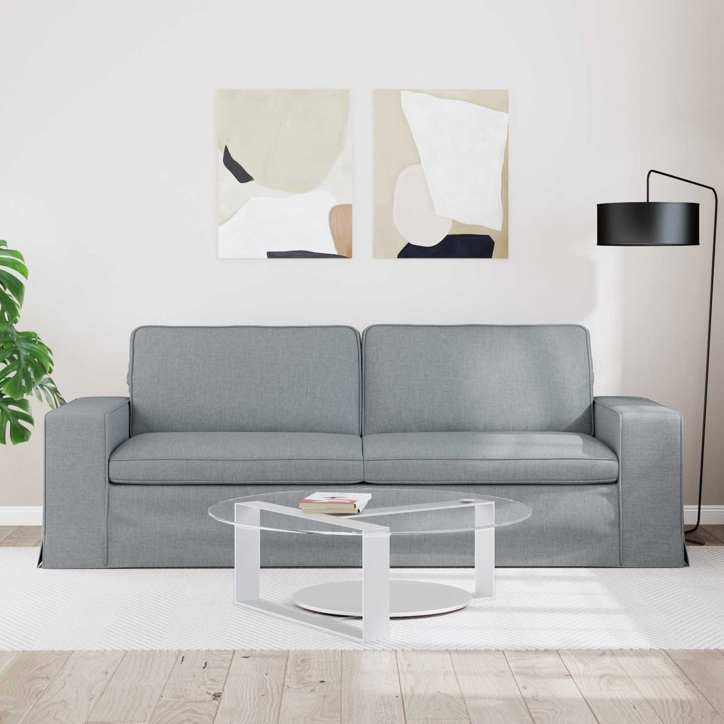 vidaXL Καναπές Ανοιχτό γκρι 222 x 80 x 82 εκ ύφασμα