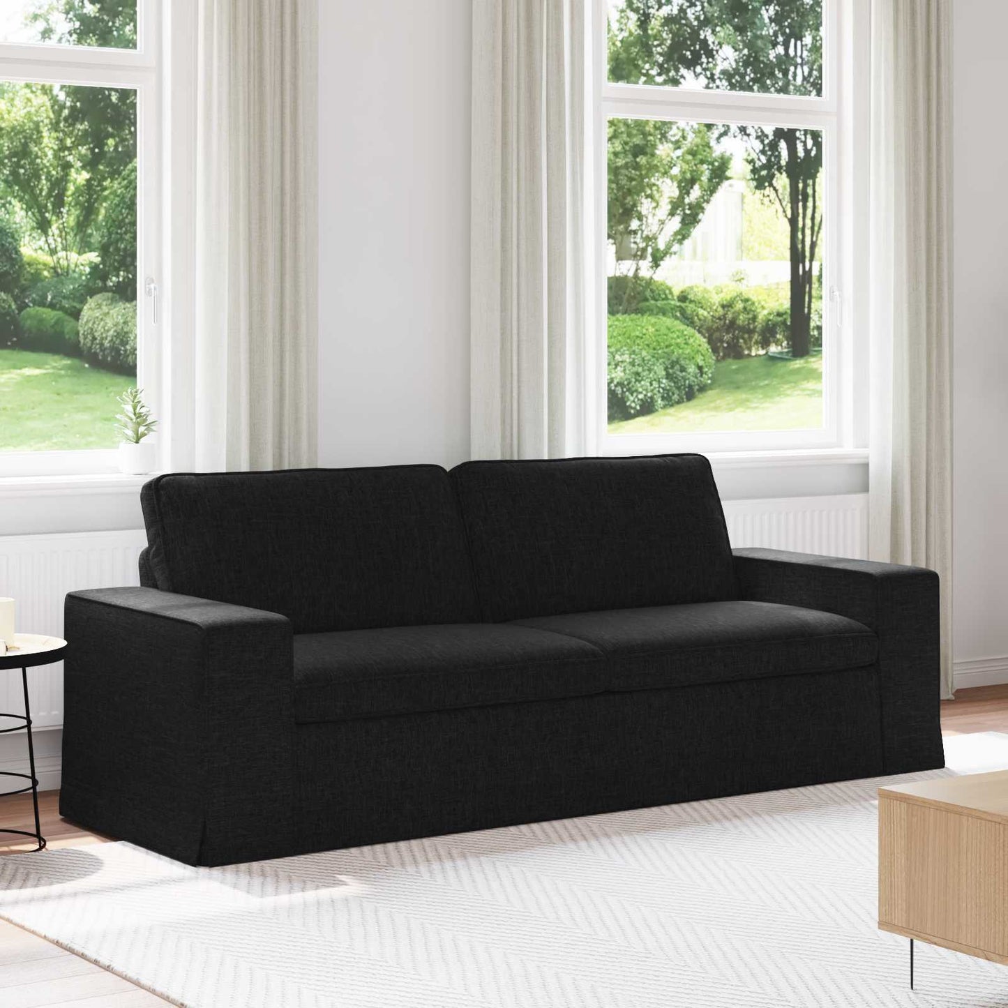 vidaXL Καναπές Μαύρο 222 x 80 x 82 εκ ύφασμα