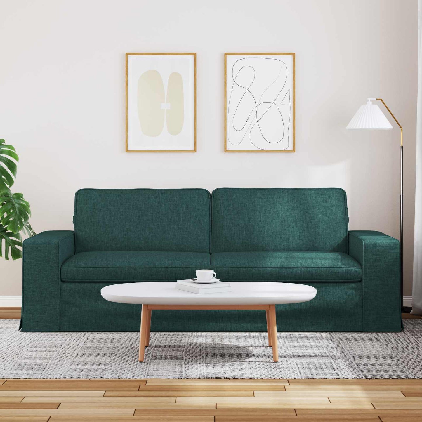 vidaXL Καναπές Σκούρο Πράσινο 222 x 80 x 82 εκ ύφασμα
