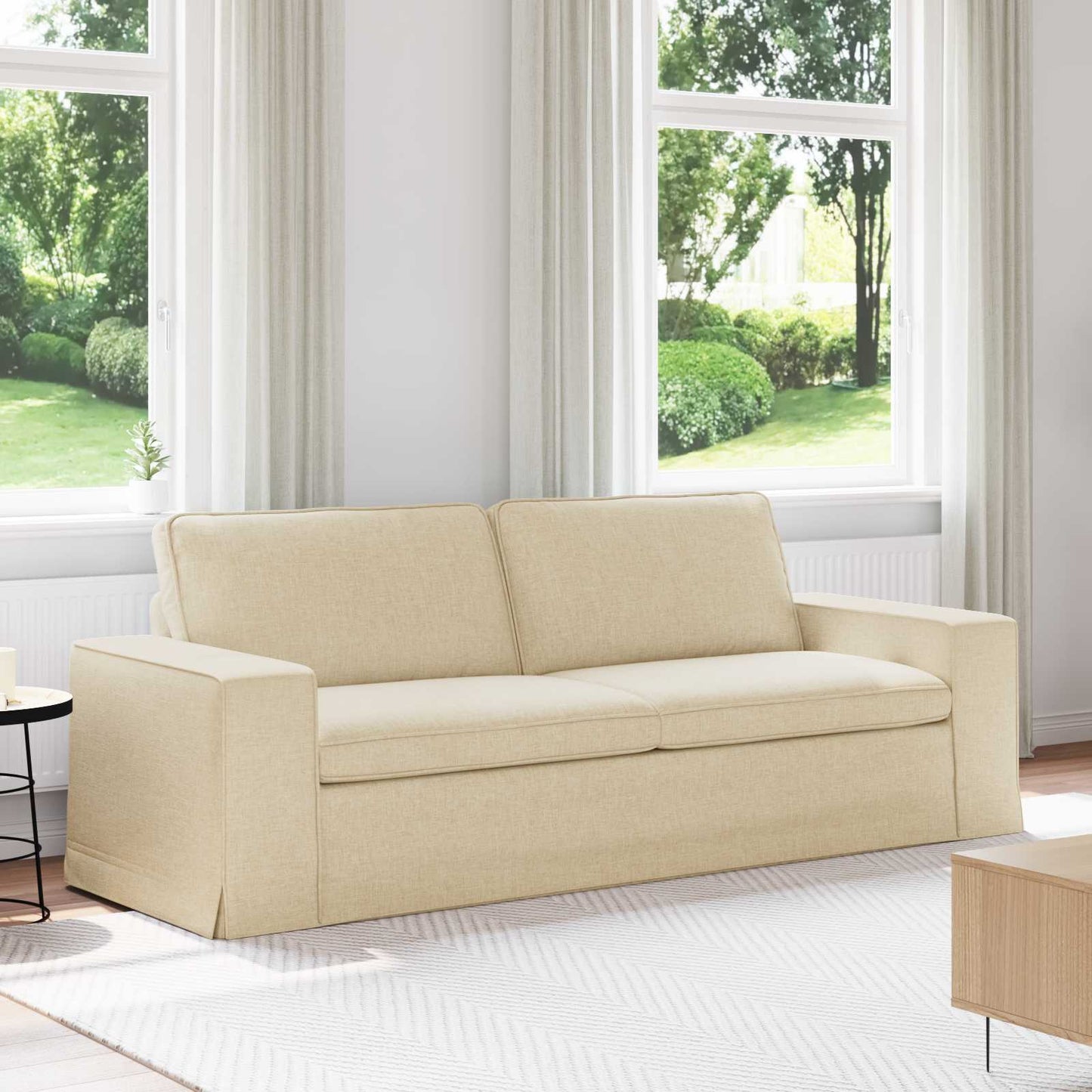 vidaXL Καναπές Κρεμ 222 x 80 x 82 εκ ύφασμα