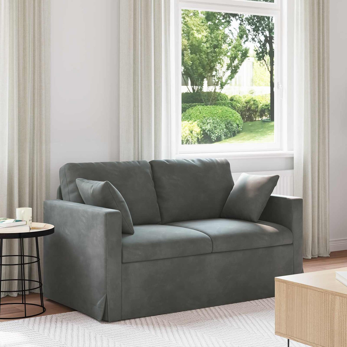 vidaXL Καναπές Σκούρο Γκρι 138 x 78 x 80 εκ Βελούδο