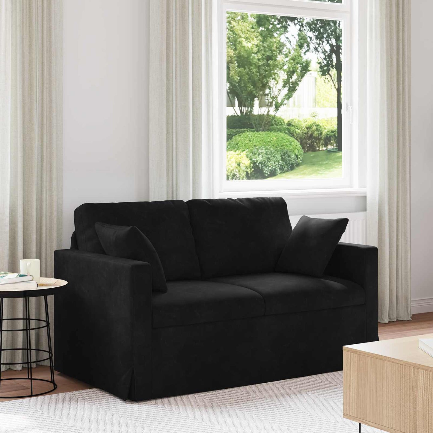 vidaXL Καναπές Μαύρο 138 x 78 x 80 εκ Βελούδο