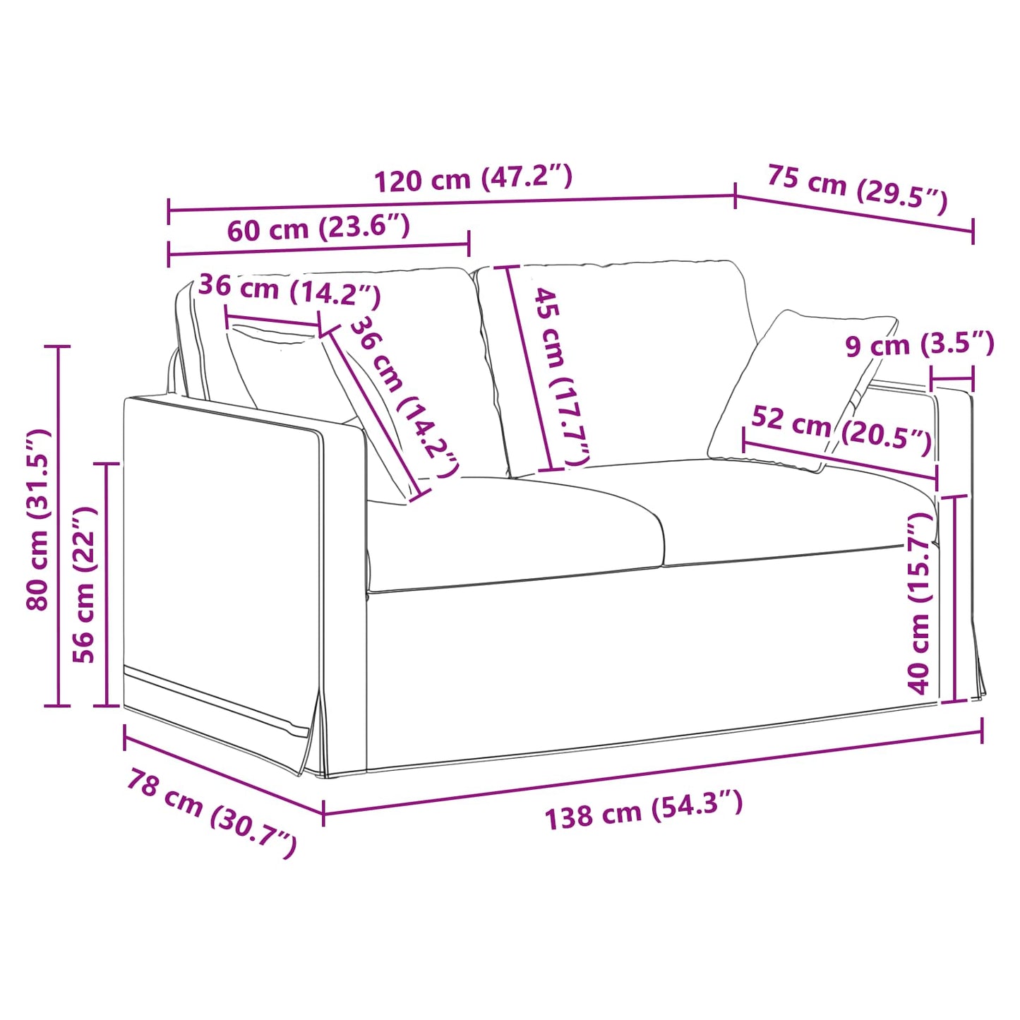 vidaXL Καναπές Μαύρο 138 x 78 x 80 εκ Βελούδο