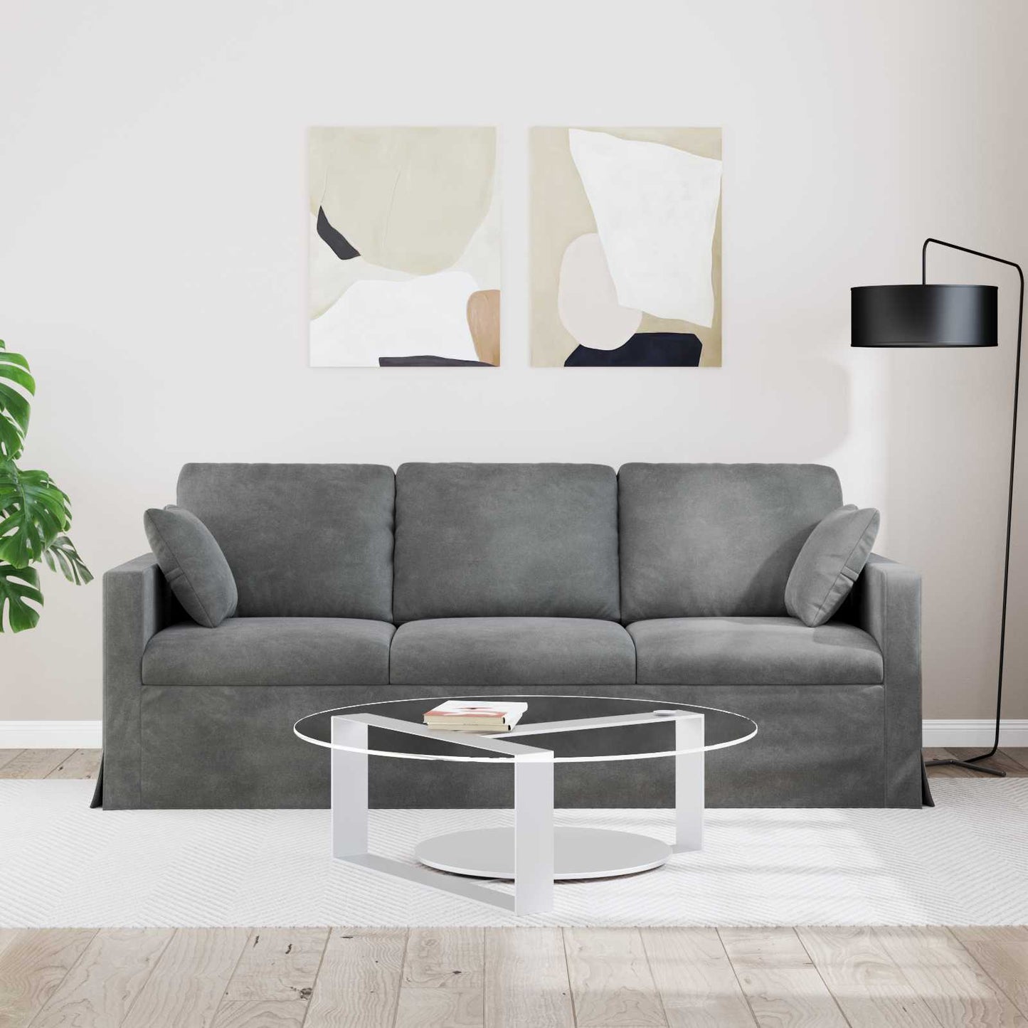 vidaXL Καναπές Σκούρο Γκρι 198 x 78 x 80 εκ Βελούδο