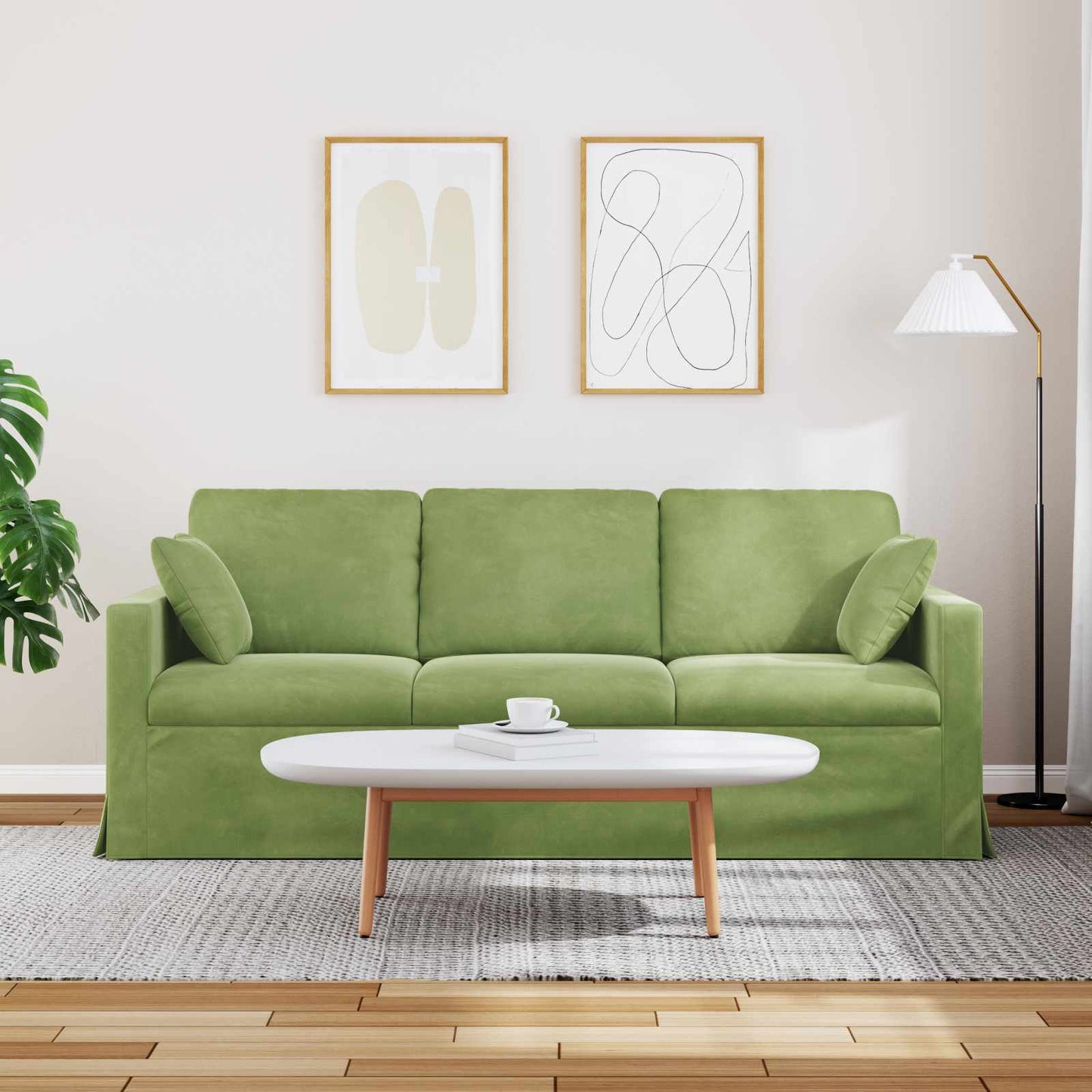 vidaXL Καναπές Ανοιχτό Πράσινο 198 x 78 x 80 εκ Βελούδο