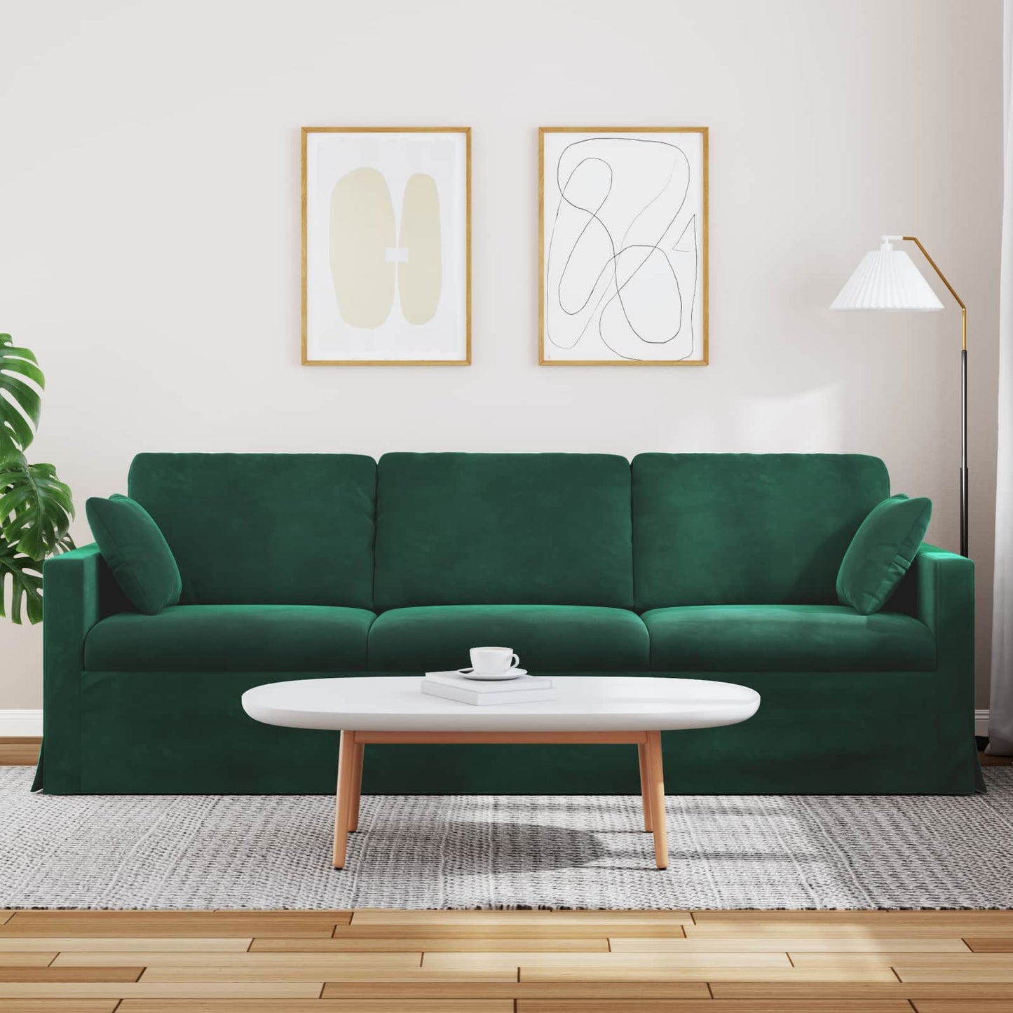 vidaXL Καναπές Σκούρο Πράσινο 228 x 78 x 80 εκ Βελούδο