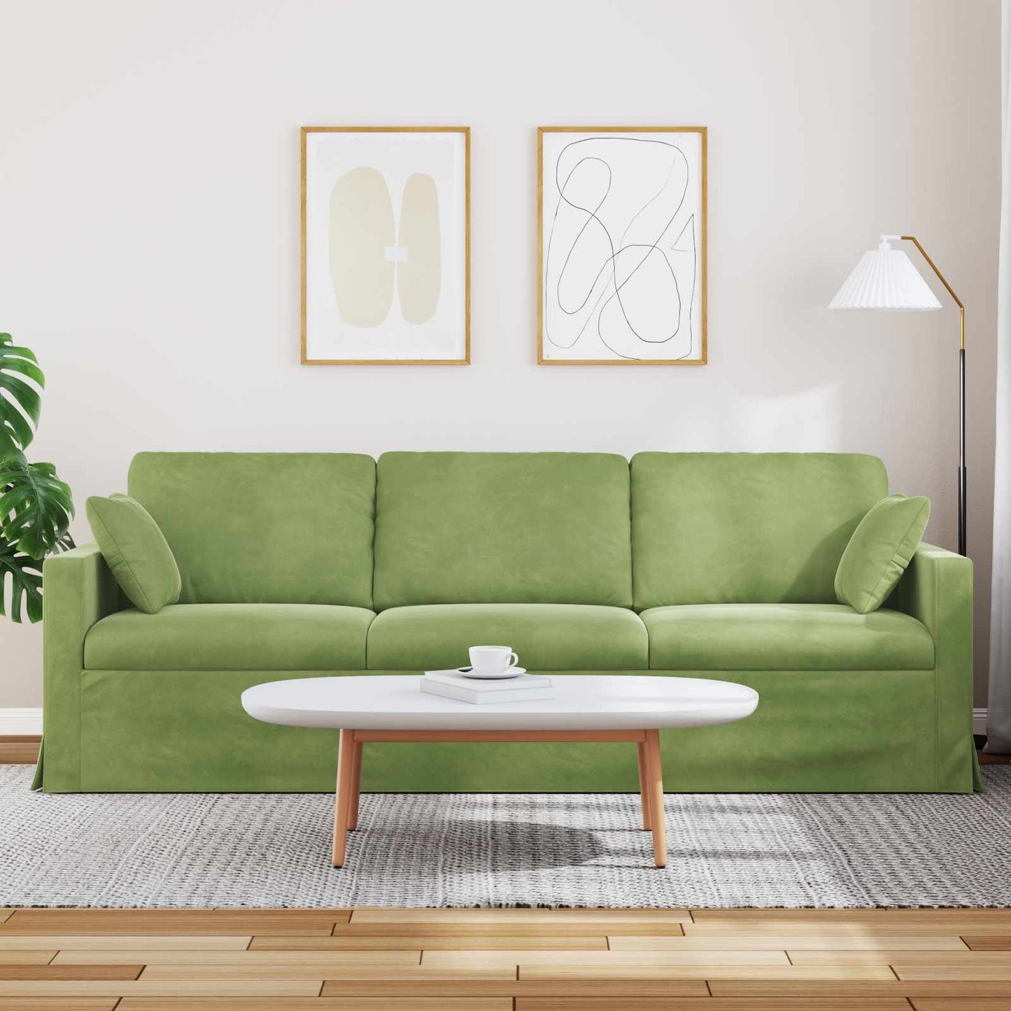 vidaXL Καναπές Ανοιχτό Πράσινο 228 x 78 x 80 εκ Βελούδο