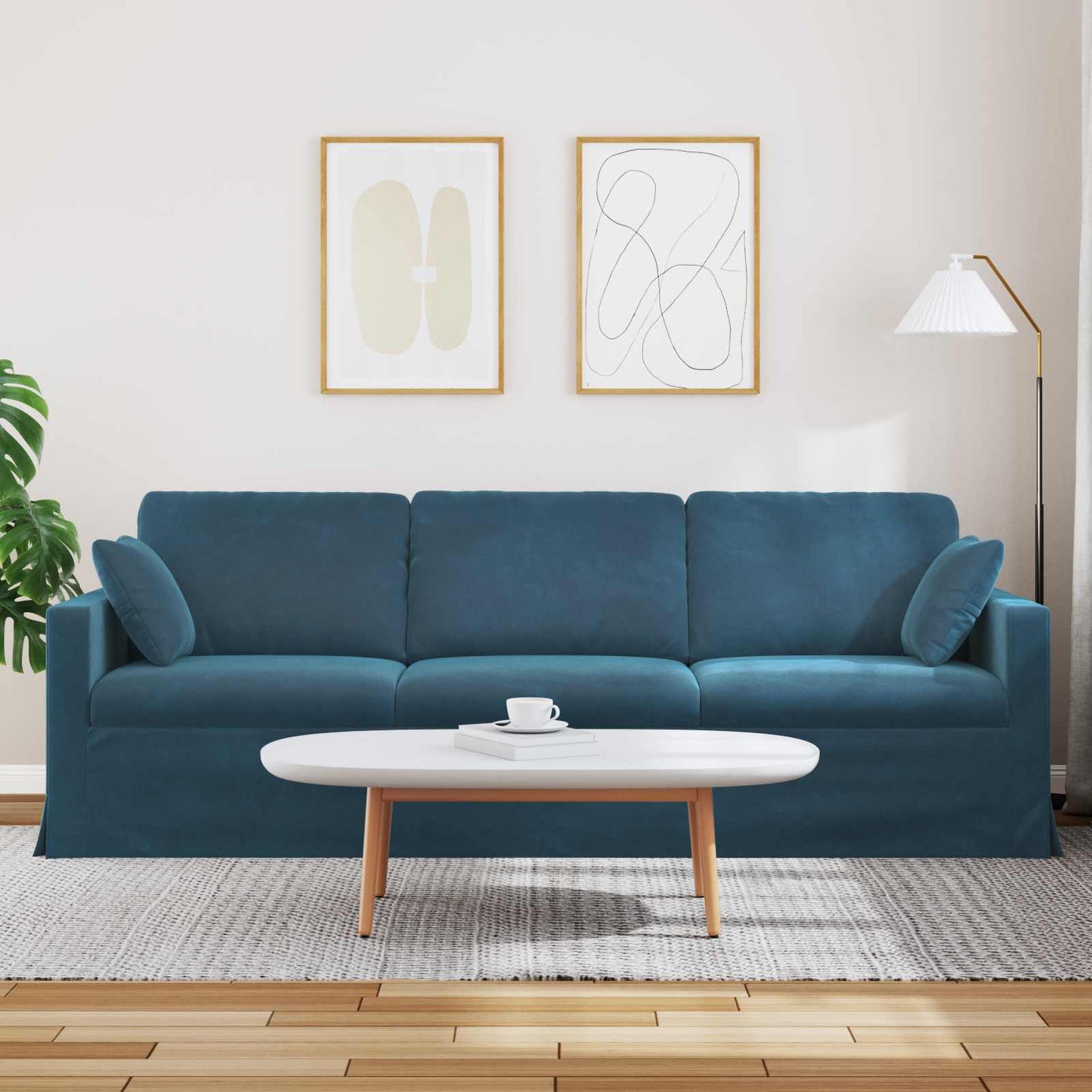 vidaXL Καναπές Μπλε 228 x 78 x 80 εκ Βελούδο