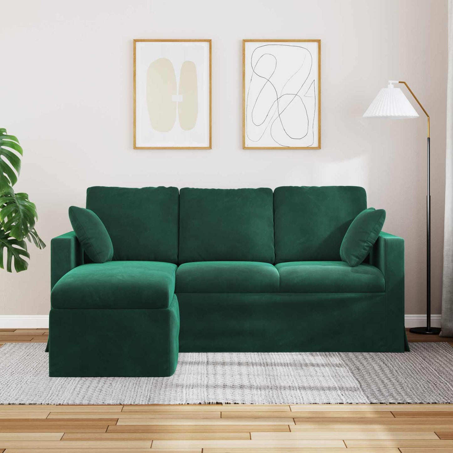 vidaXL Καναπές Σκούρο Πράσινο 178 x 134 x 80 εκ Βελούδο