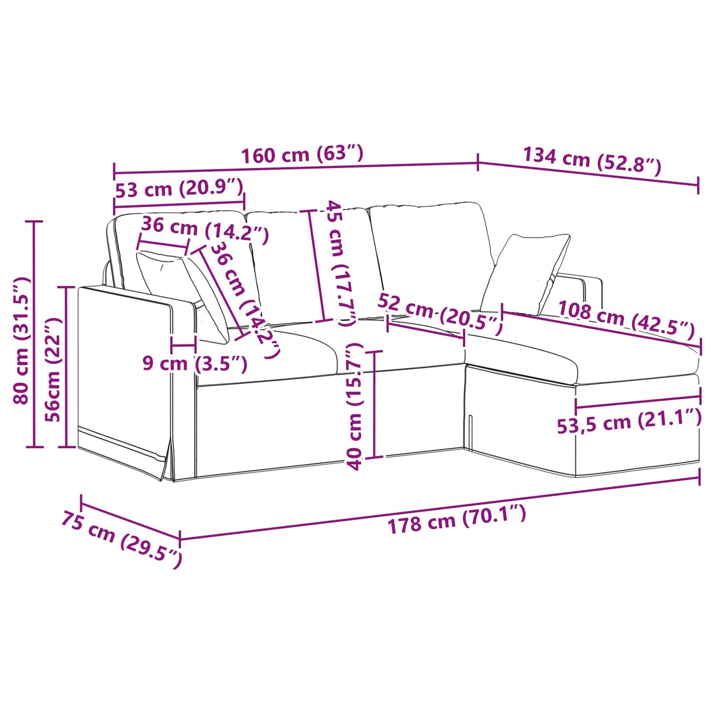 vidaXL Καναπές Σκούρο Πράσινο 178 x 134 x 80 εκ Βελούδο