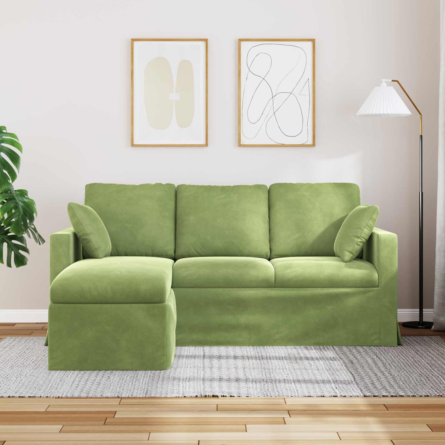 vidaXL Καναπές Ανοιχτό Πράσινο 178 x 134 x 80 εκ Βελούδο