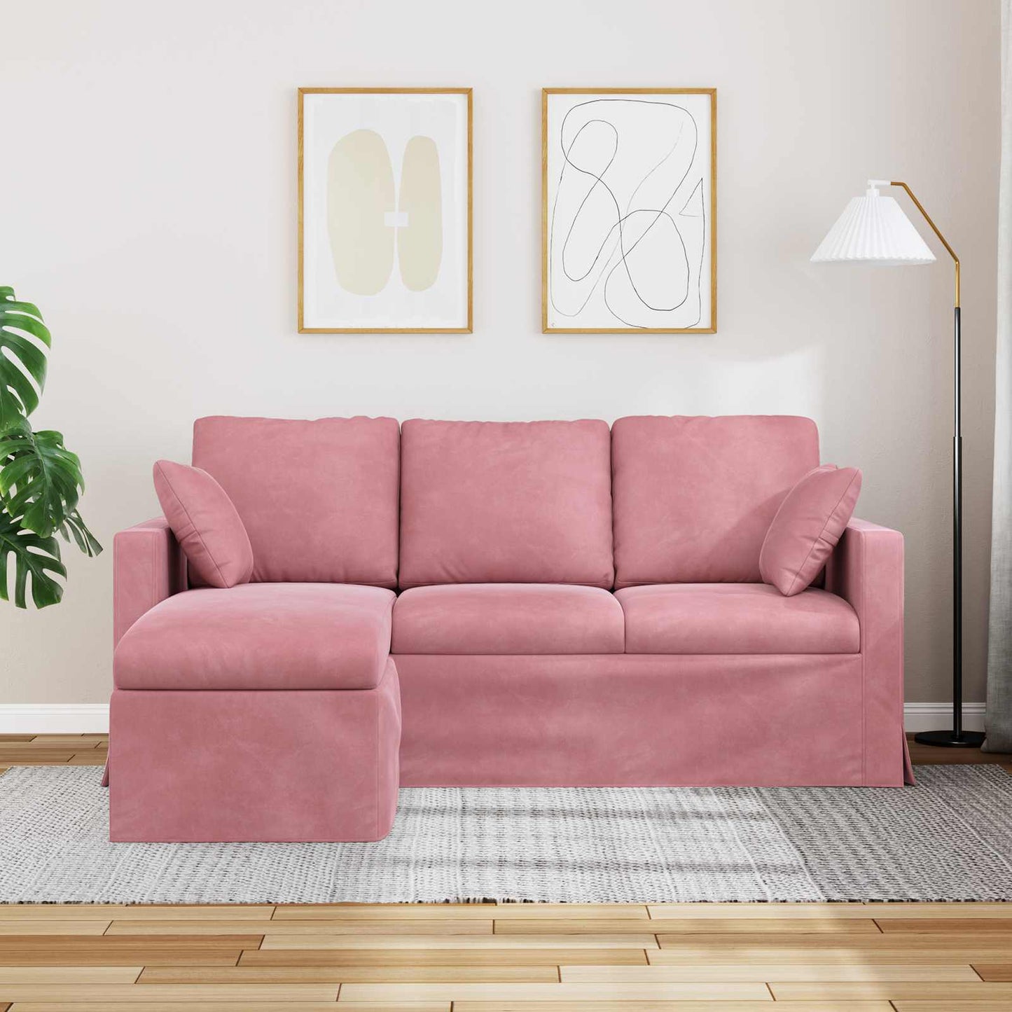 vidaXL Καναπές Ροζ 178 x 134 x 80 εκ Βελούδο