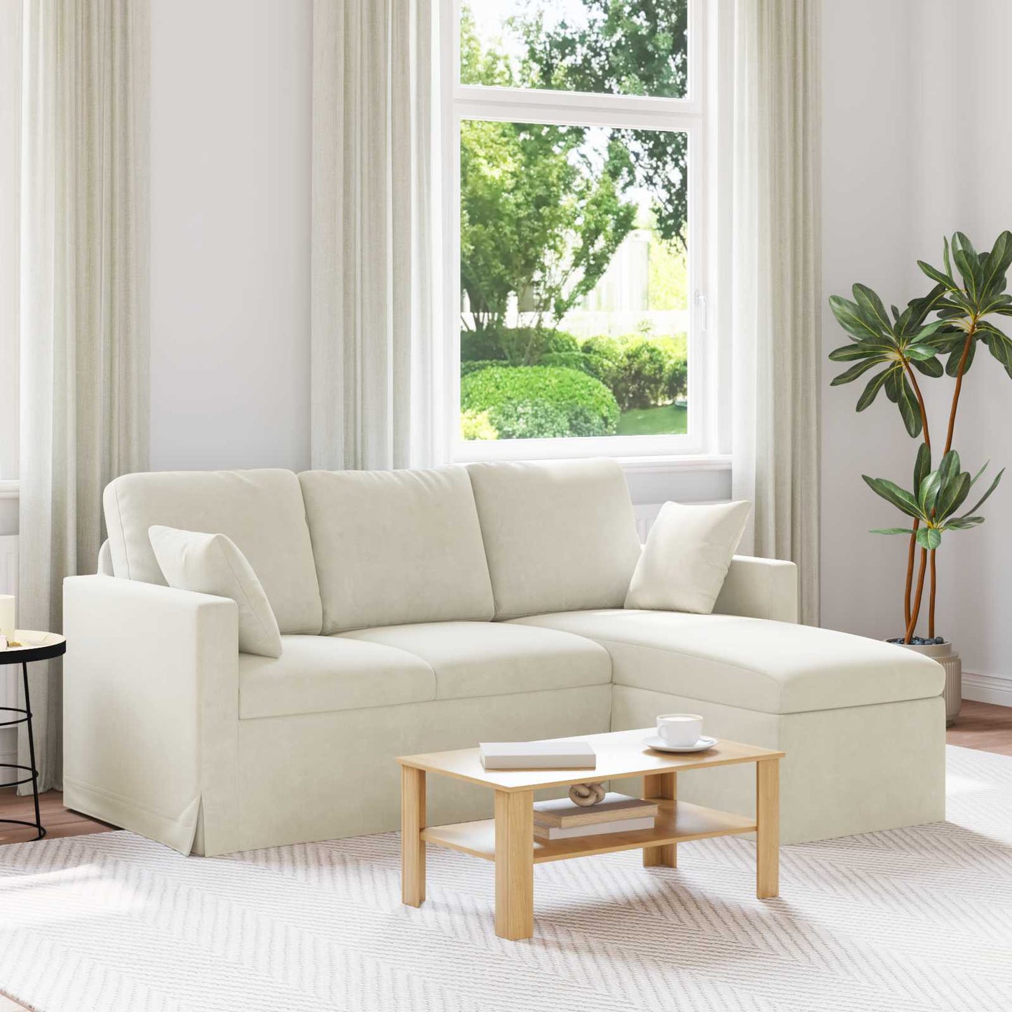vidaXL Καναπές Κρεμ 178 x 134 x 80 εκ Βελούδο